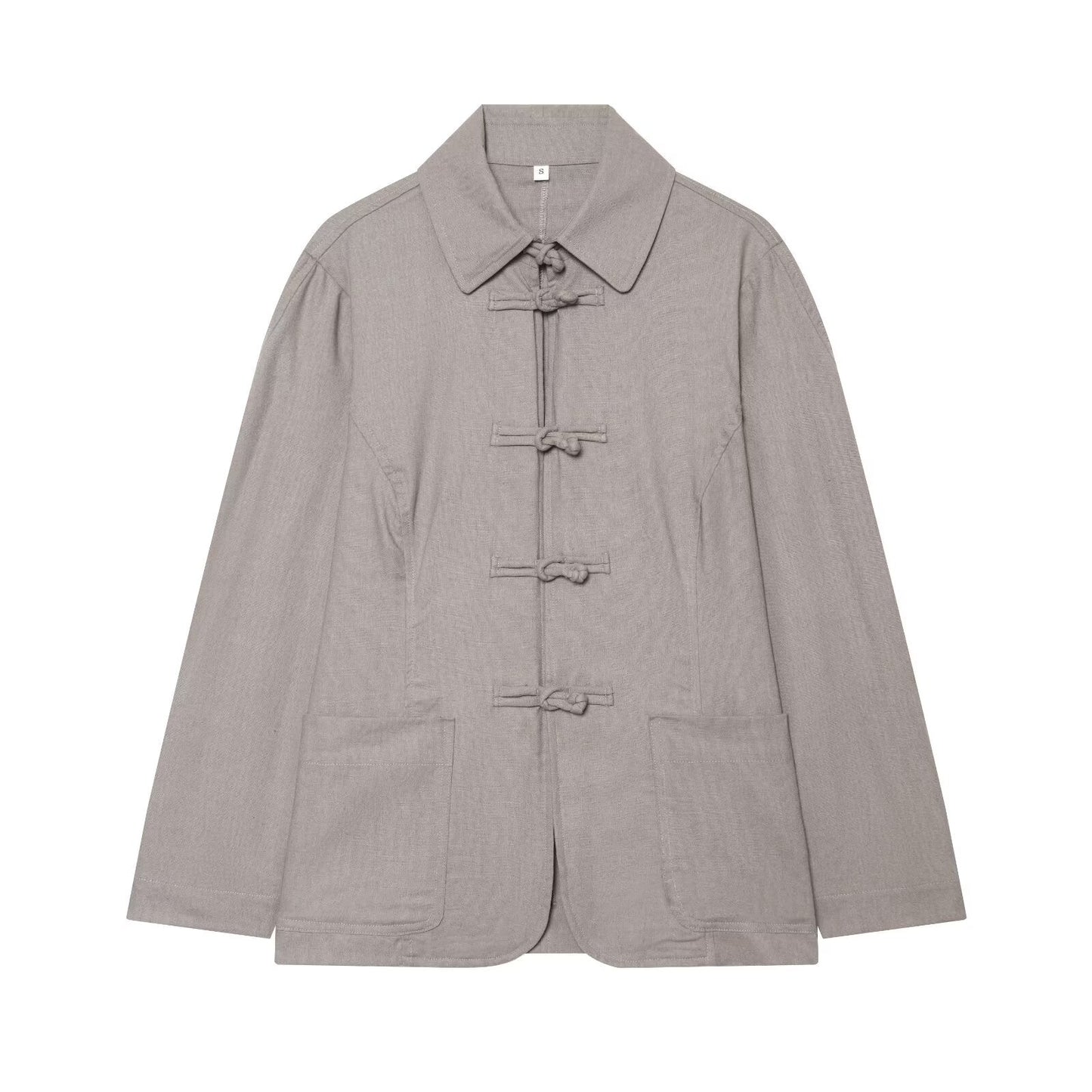 suit Women's 2 pieces rope knot buckle Lapel Coat+balloon shaped pants