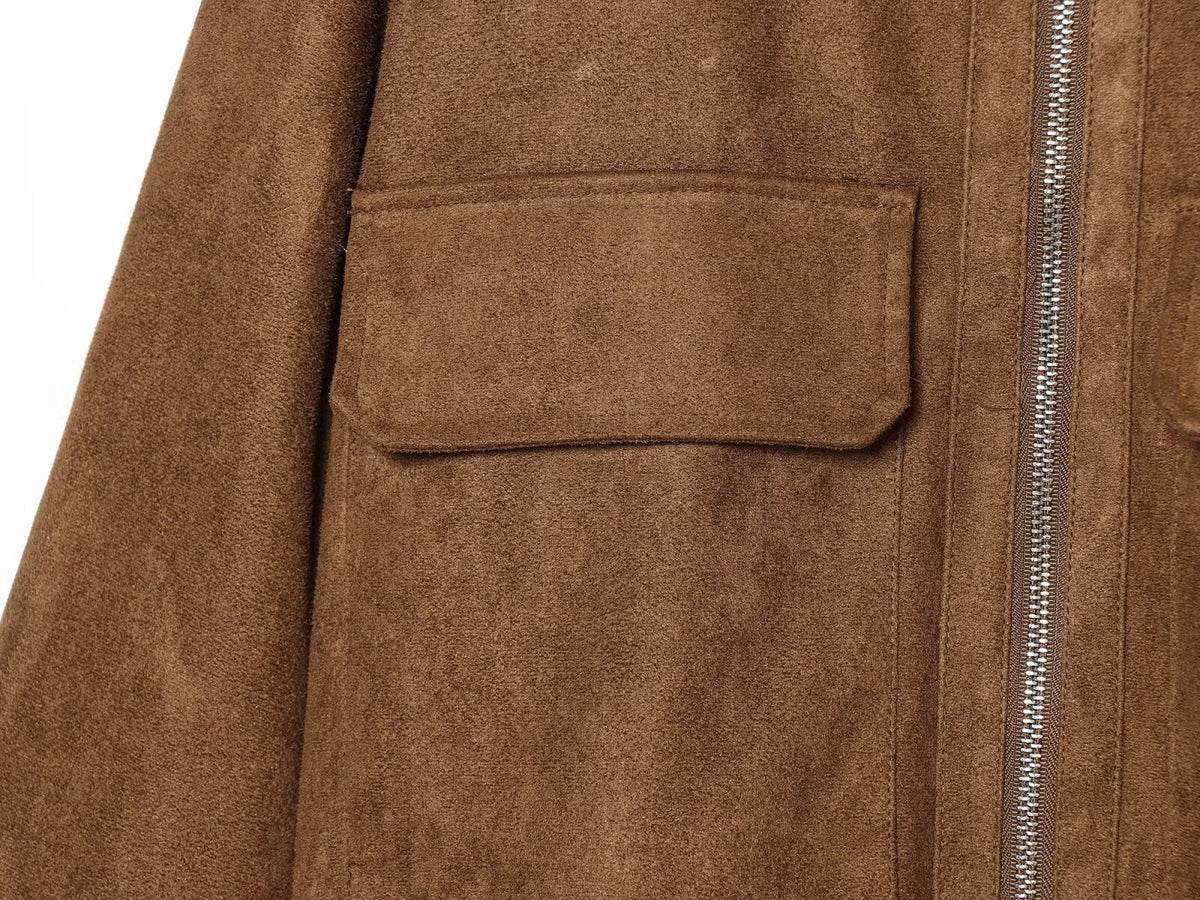 Women's suede texture short pilot jacket Coat
