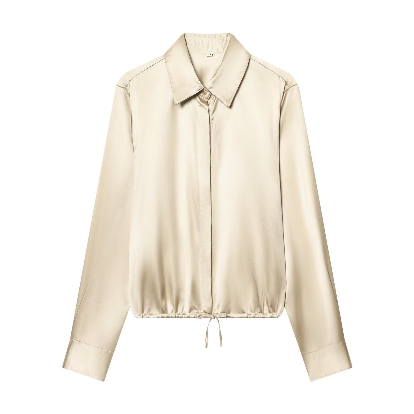 Women's with drawstring satin textured shirt