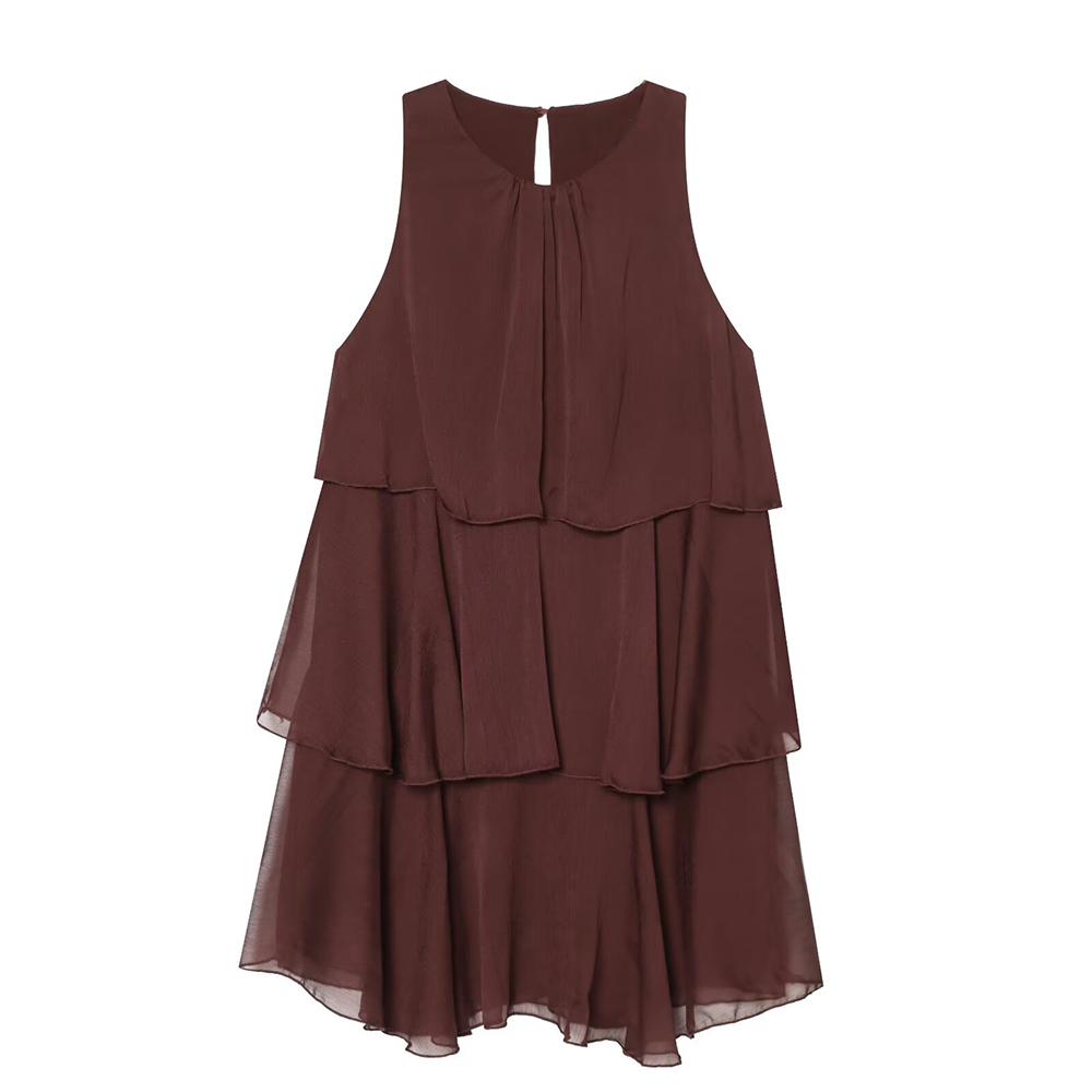 Women's sleeveless draped cake dress