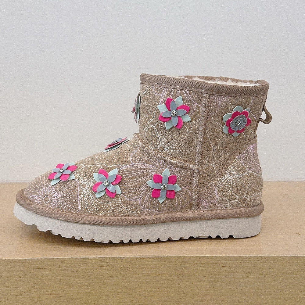 Women's new floral embroidery snow boots