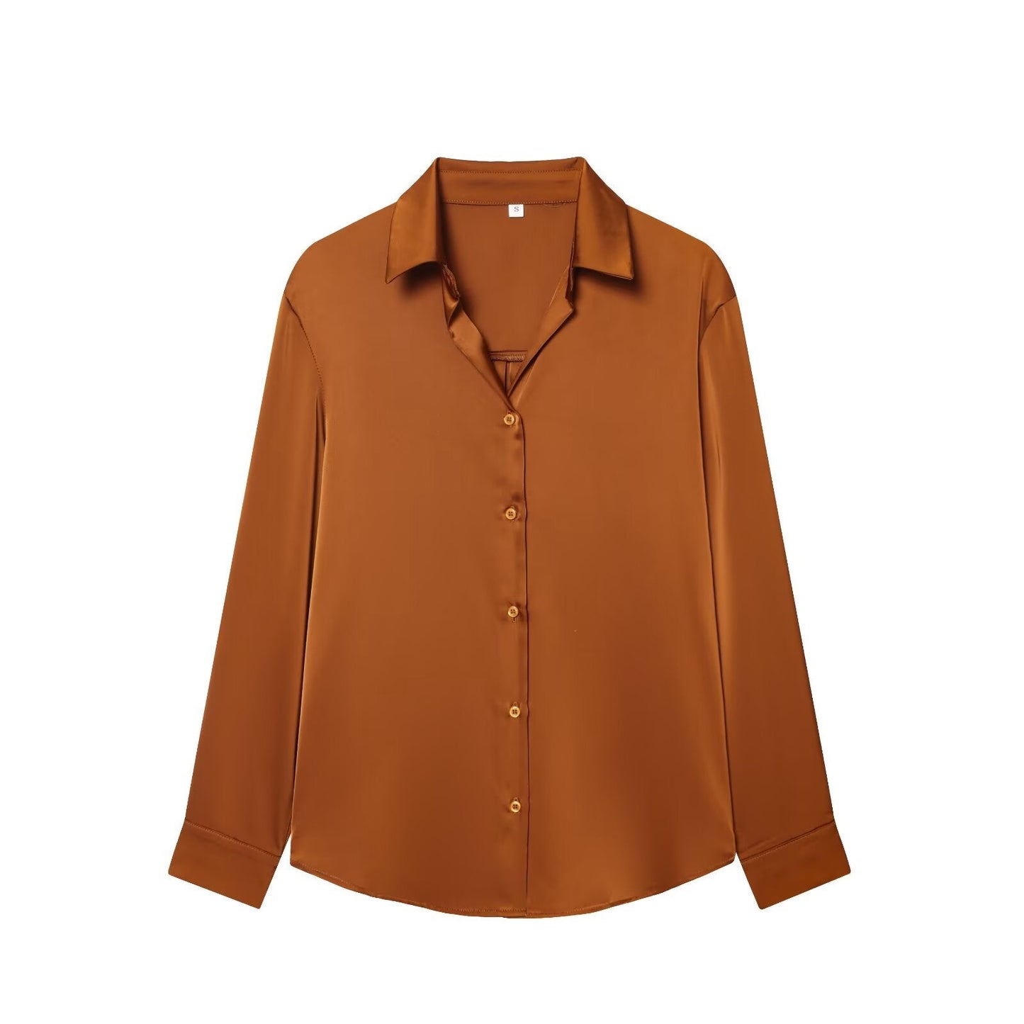 Women's casual satin textured lapel shirt