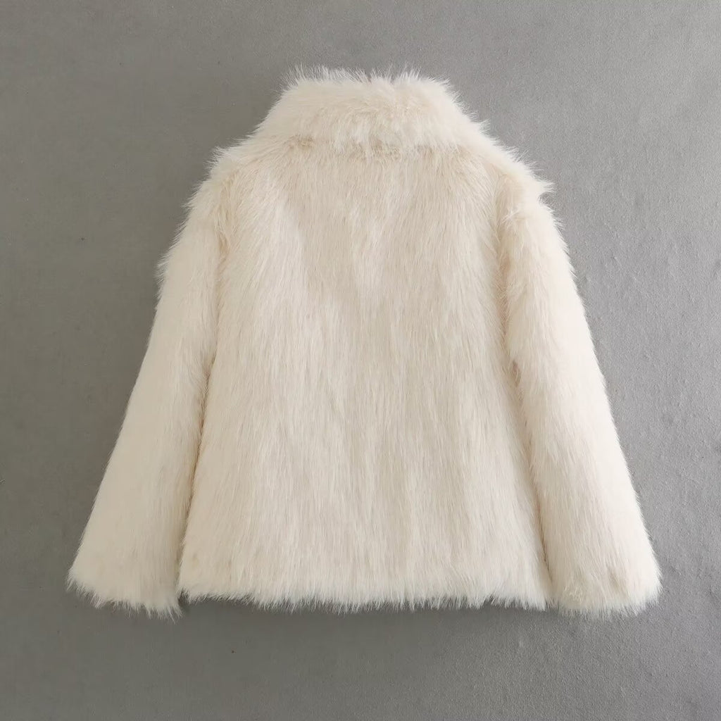 Women 2025 New Faux fur coat with large lapel