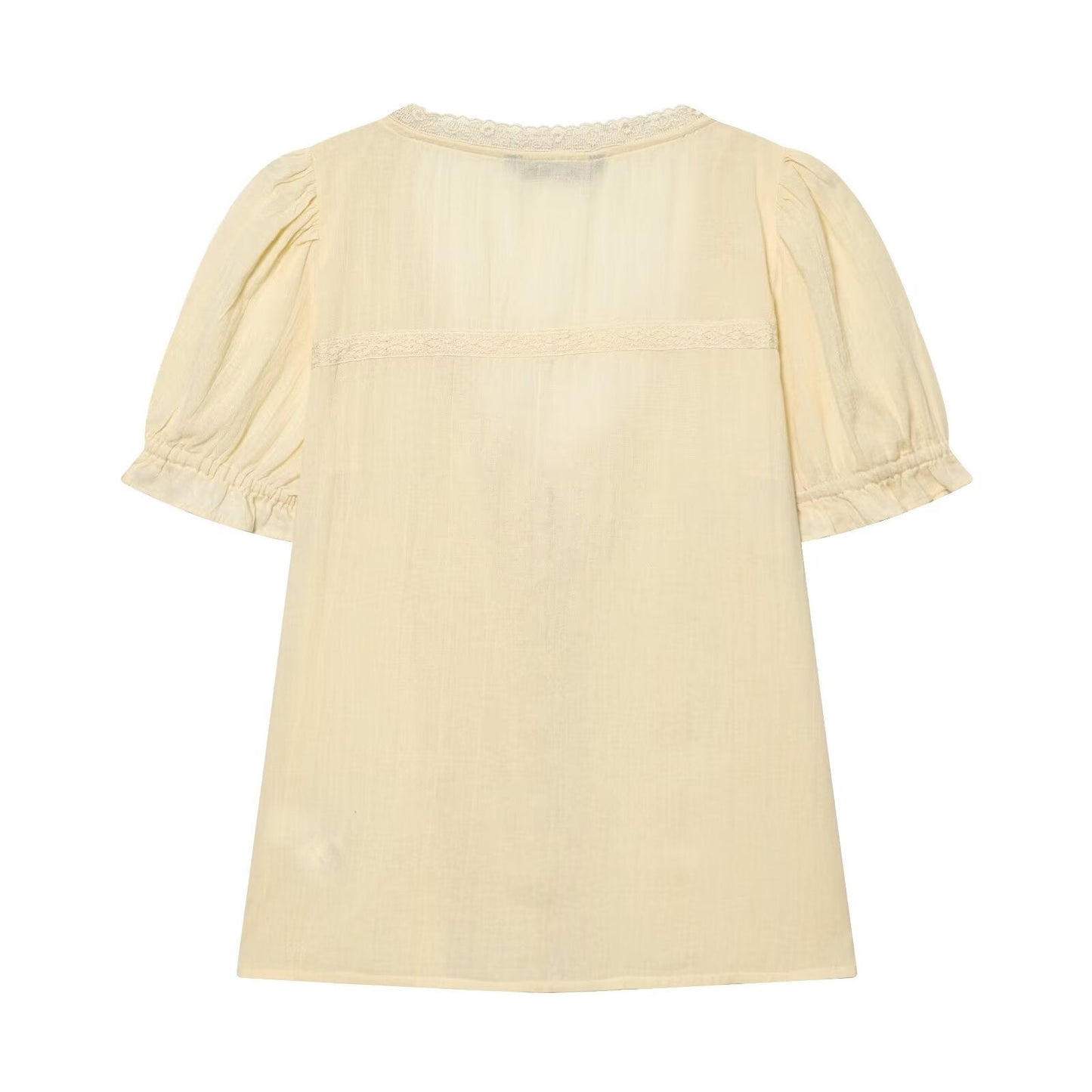 Women's embroidered chiffon lace up shirt