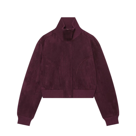 Women's Anti suede effect short stand collar Coat