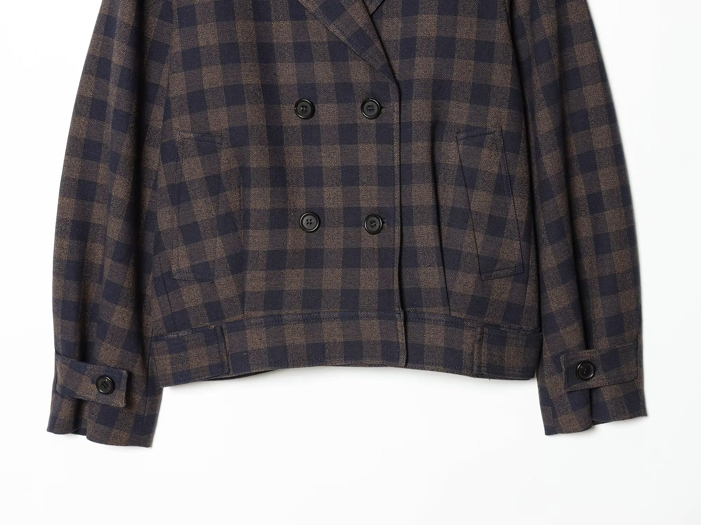 Women's casual double breasted plaid Coat