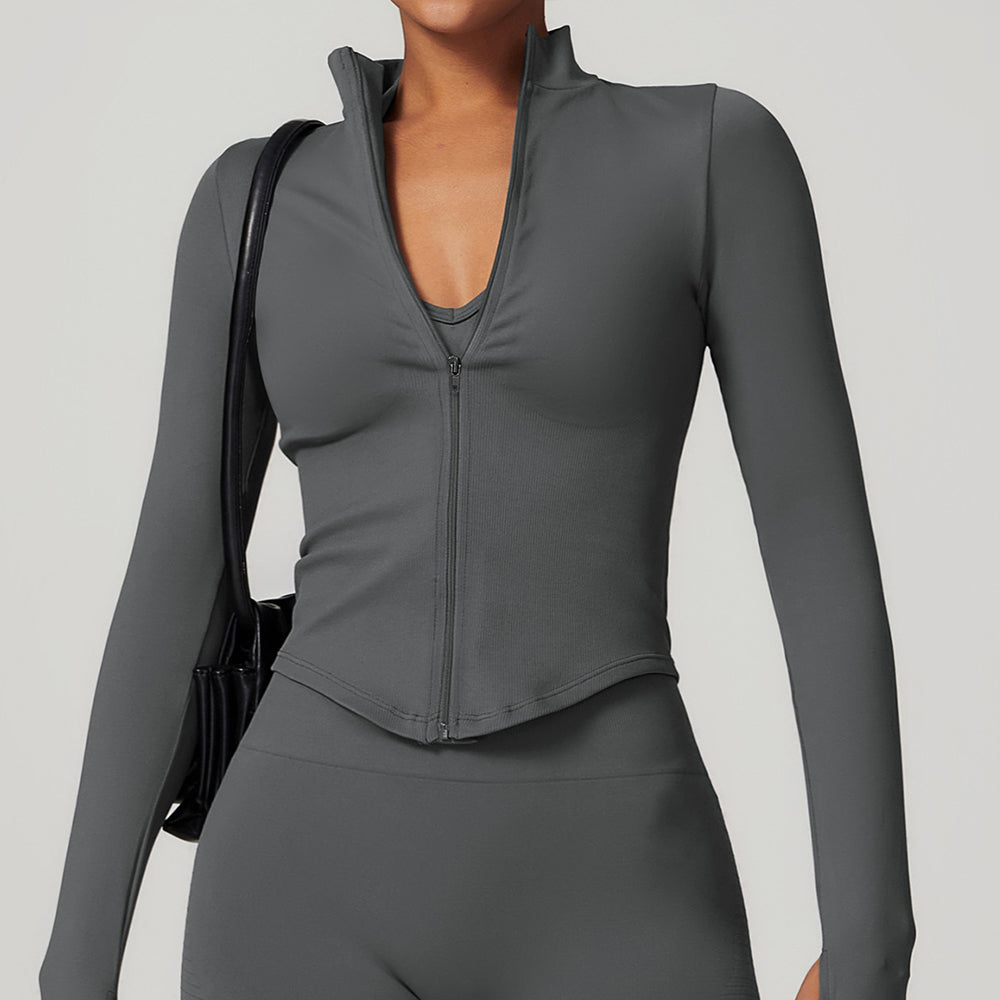 Women's new stand-up collar zipper coat tight-fitting quick-drying yoga clothes