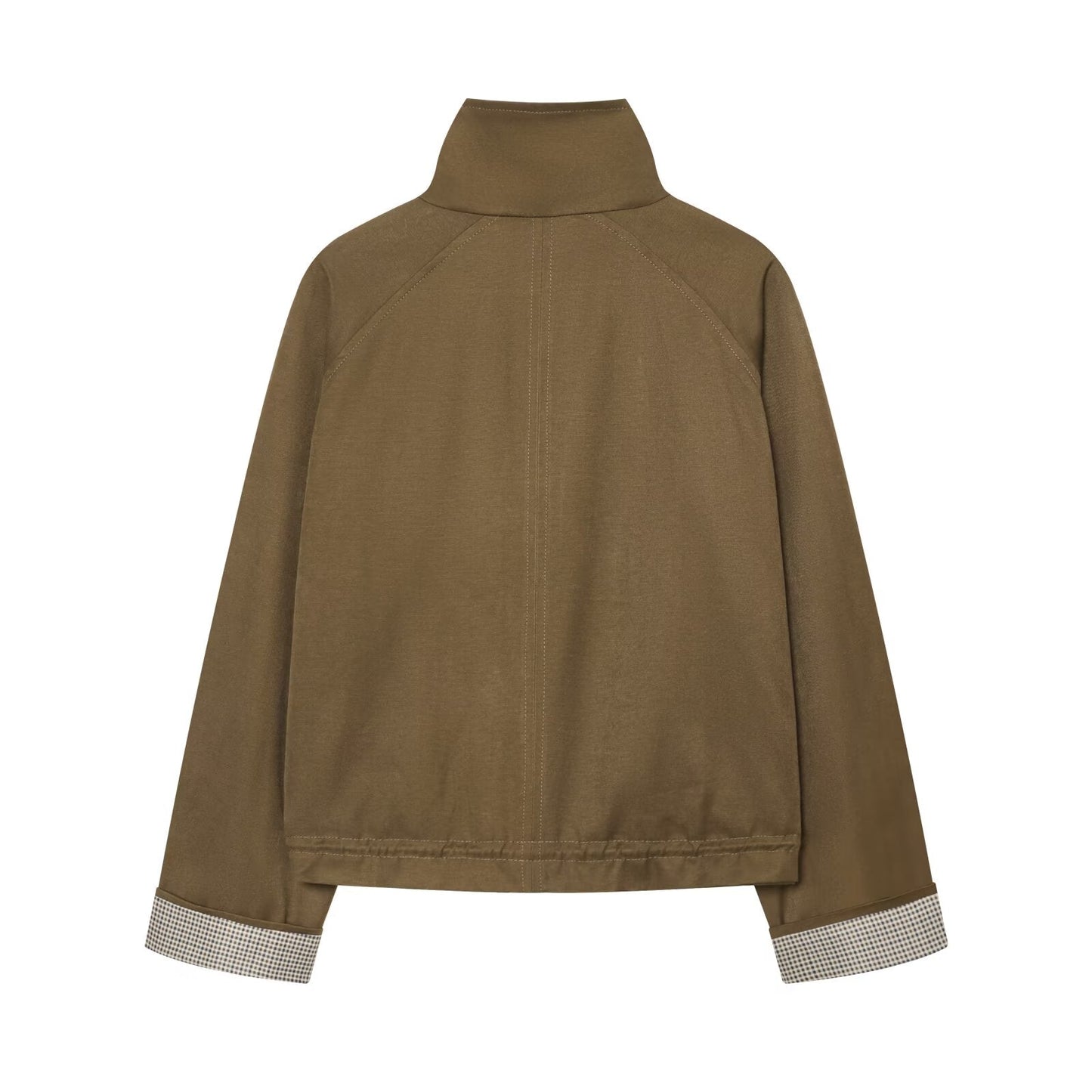 Women's casual stand collar twill coat