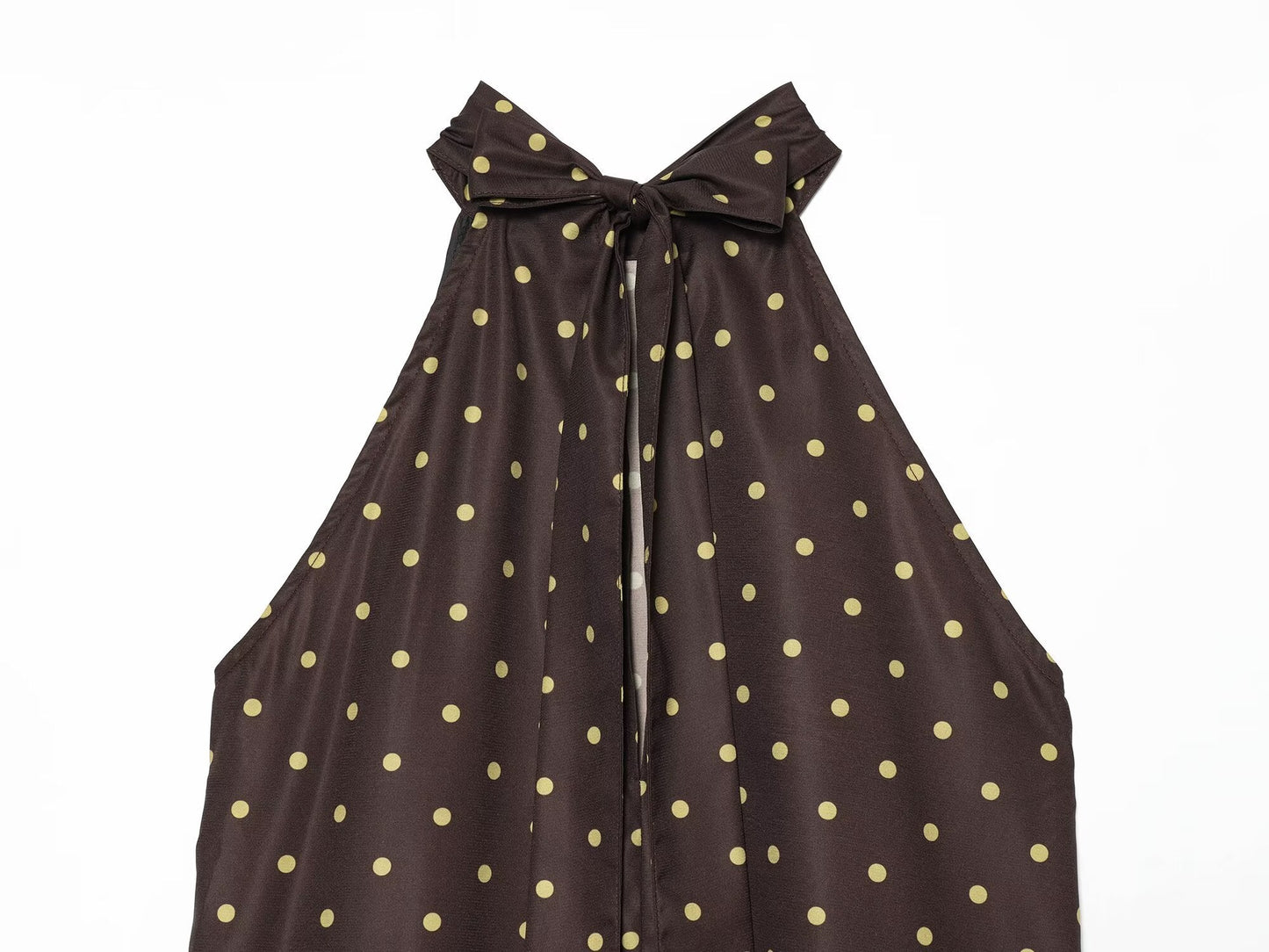 Women's polka dot hanging neck MIDI dress