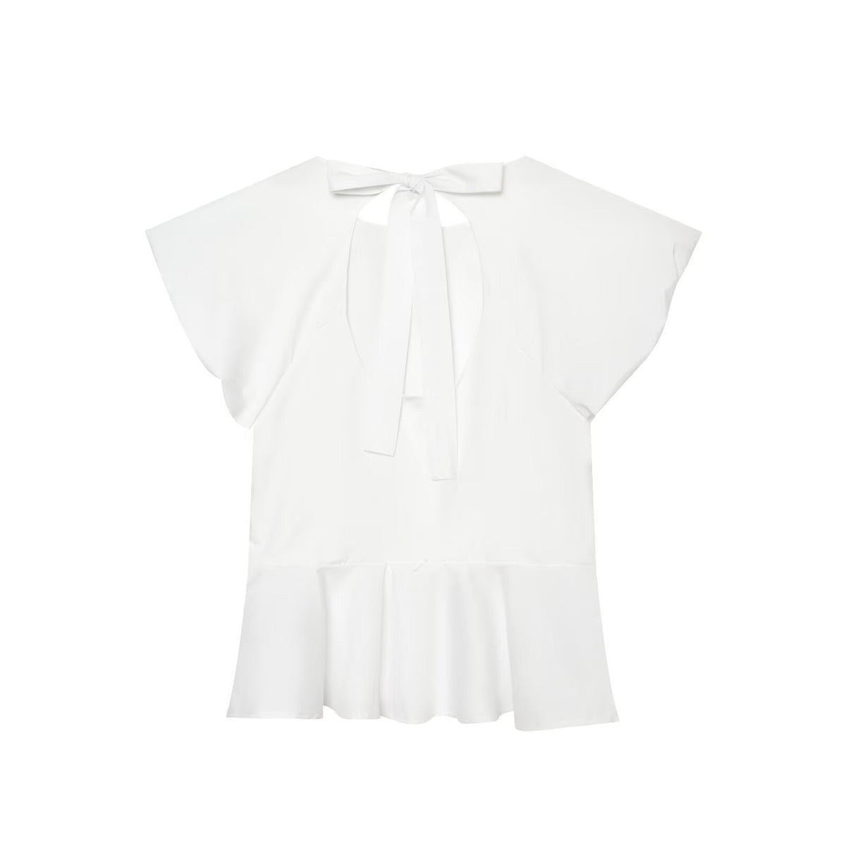 Women's backless bow decoration poplin top
