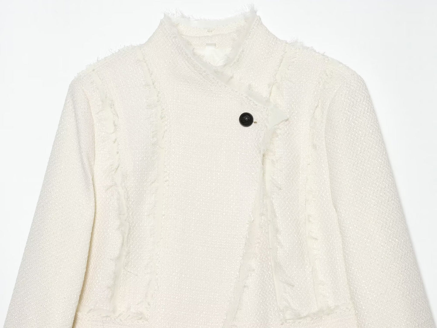 Women's Hairy edge decorative stand collar Blazer Coat