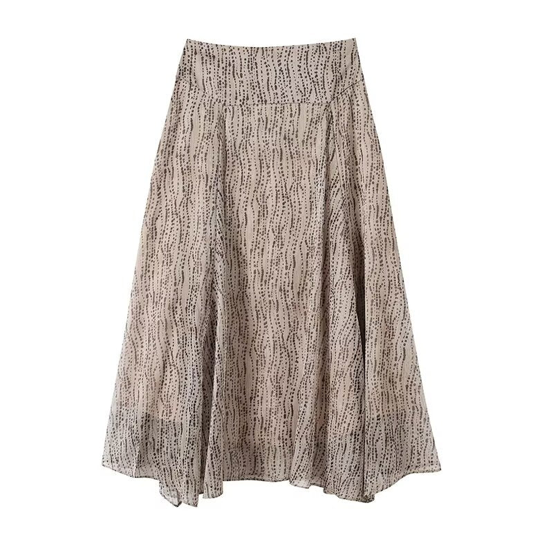 Women's irregular hem polka dot printed MIDI skirt