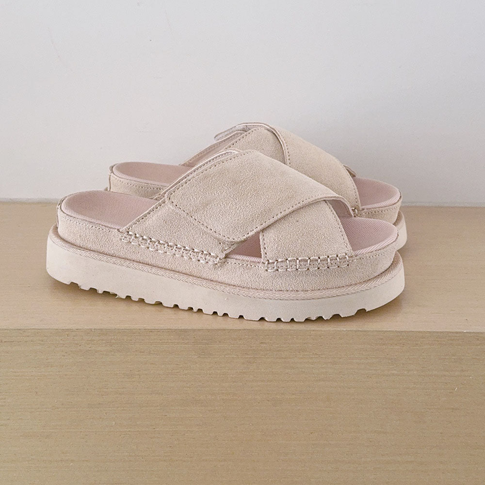 Women's 2026 new cross hook and loop platform slippers