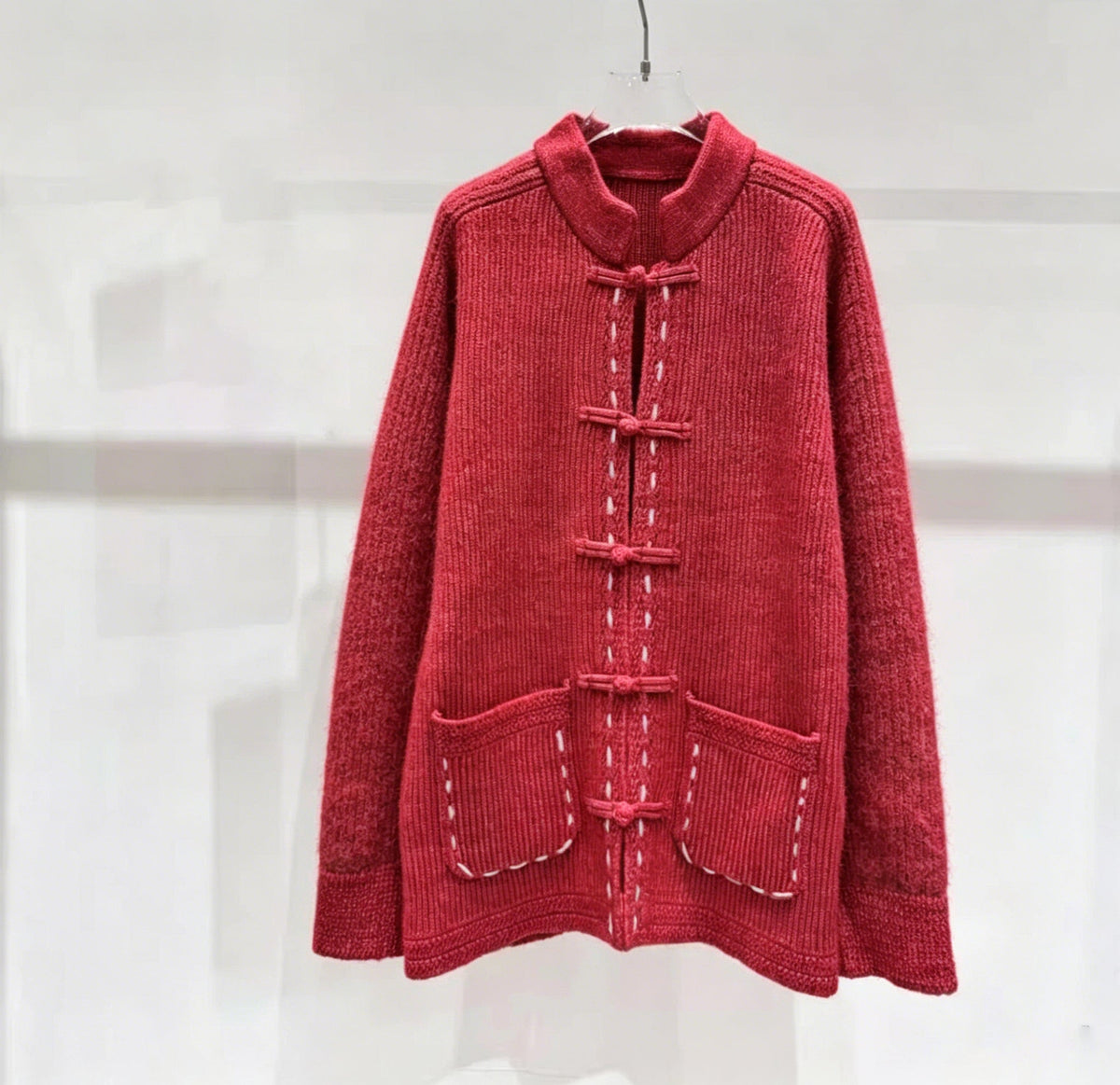 Women's new Chinese buckle knitted coat