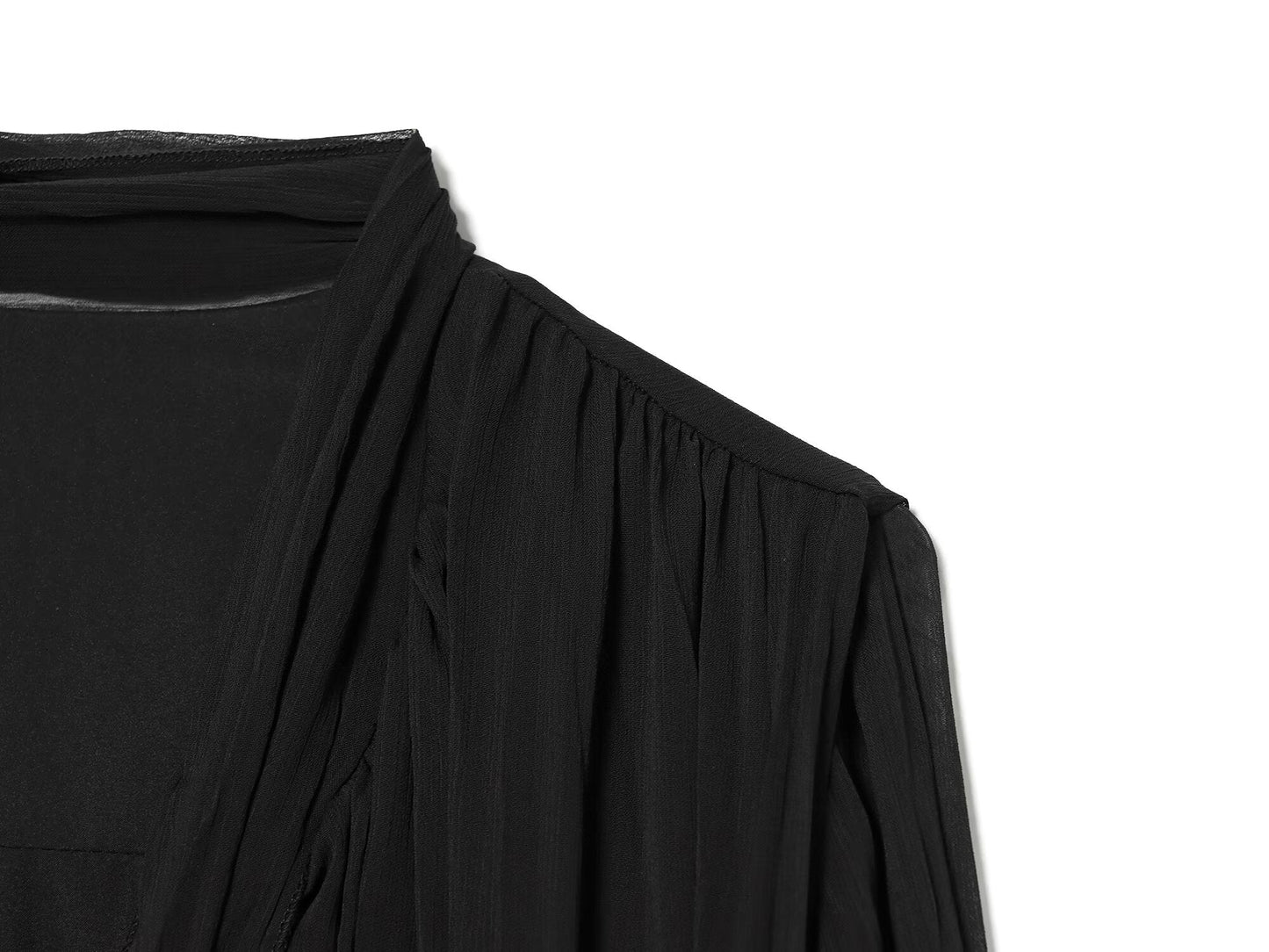 Women's long sleeved drape pleated mini dress