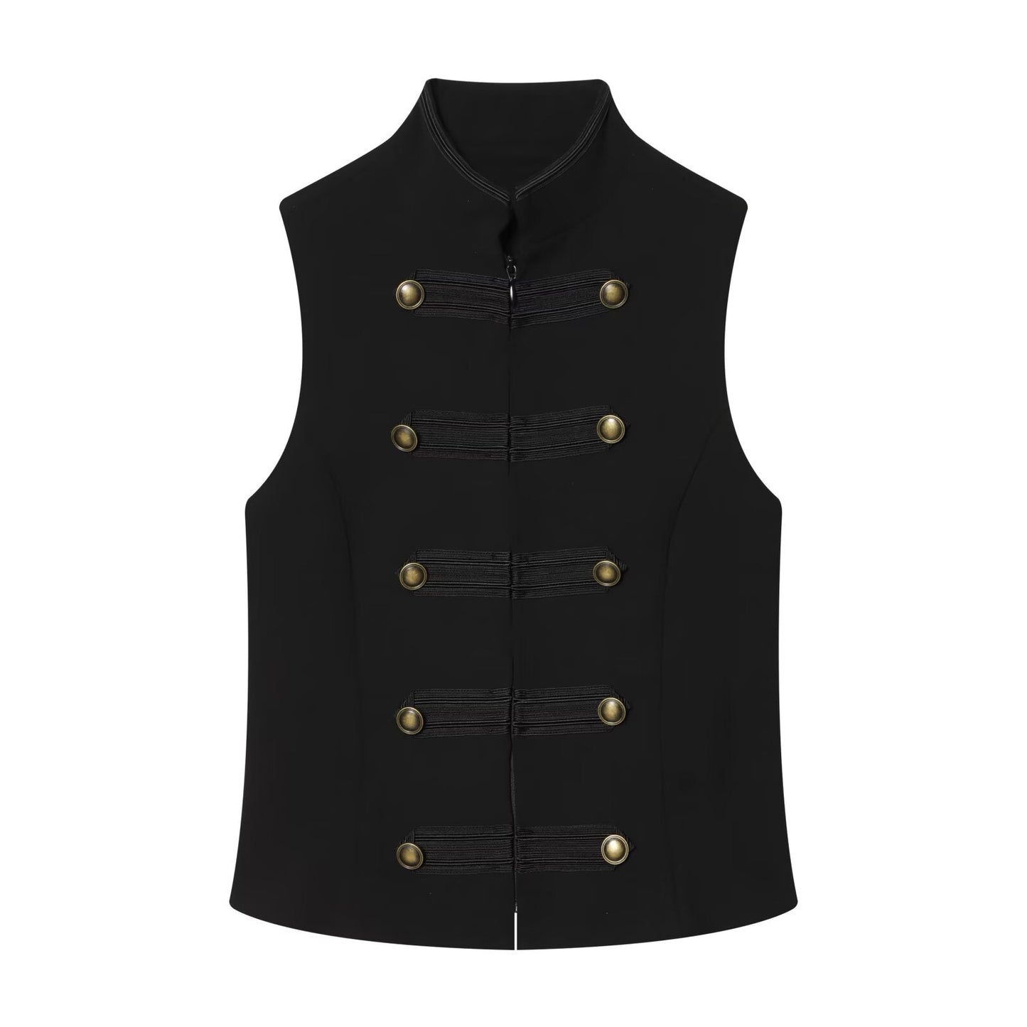 Women's rope knot decorative standing collar vest