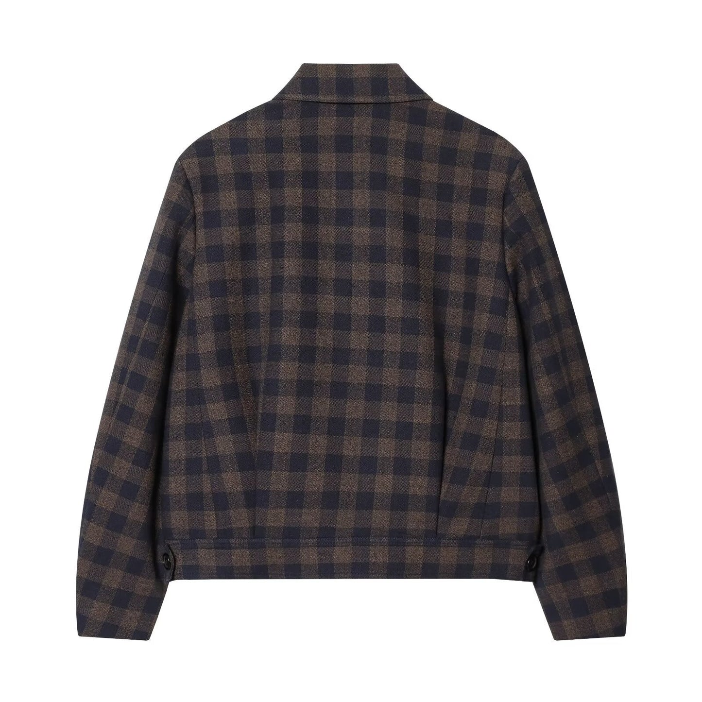 Women's casual double breasted plaid Coat