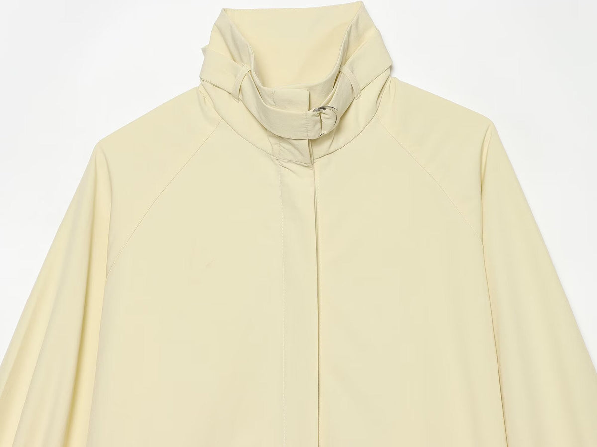 Women's metal buckle decorative poplin shirt