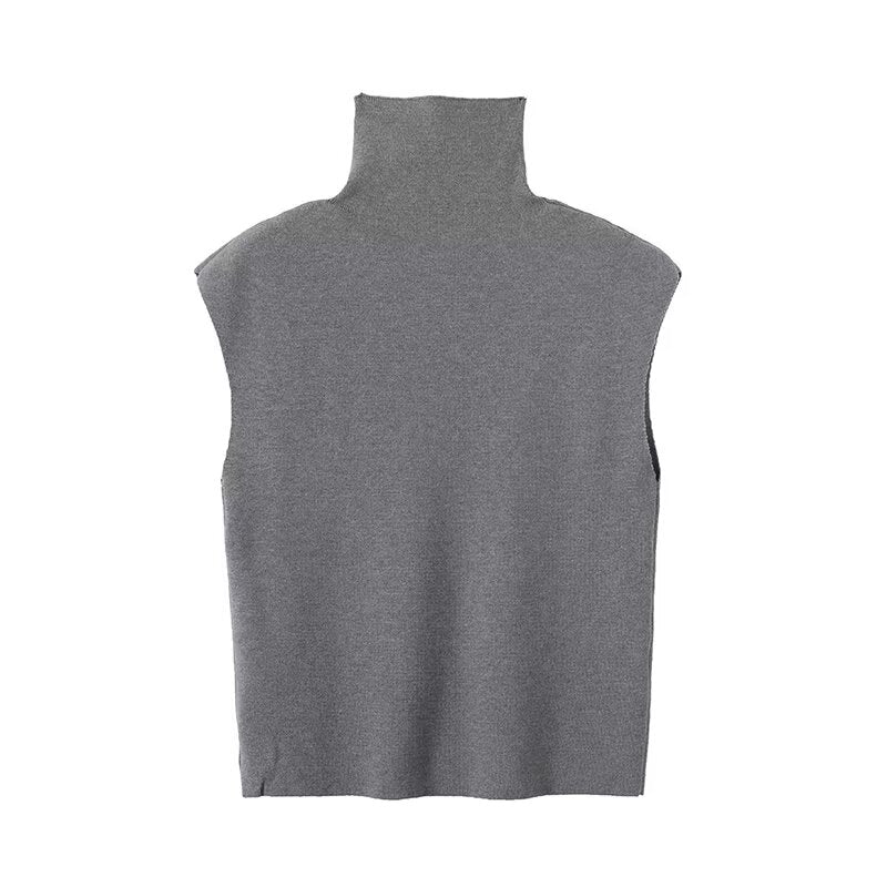 suit Women's 2 pieces flying sleeve high neck knitted vest+Skirts