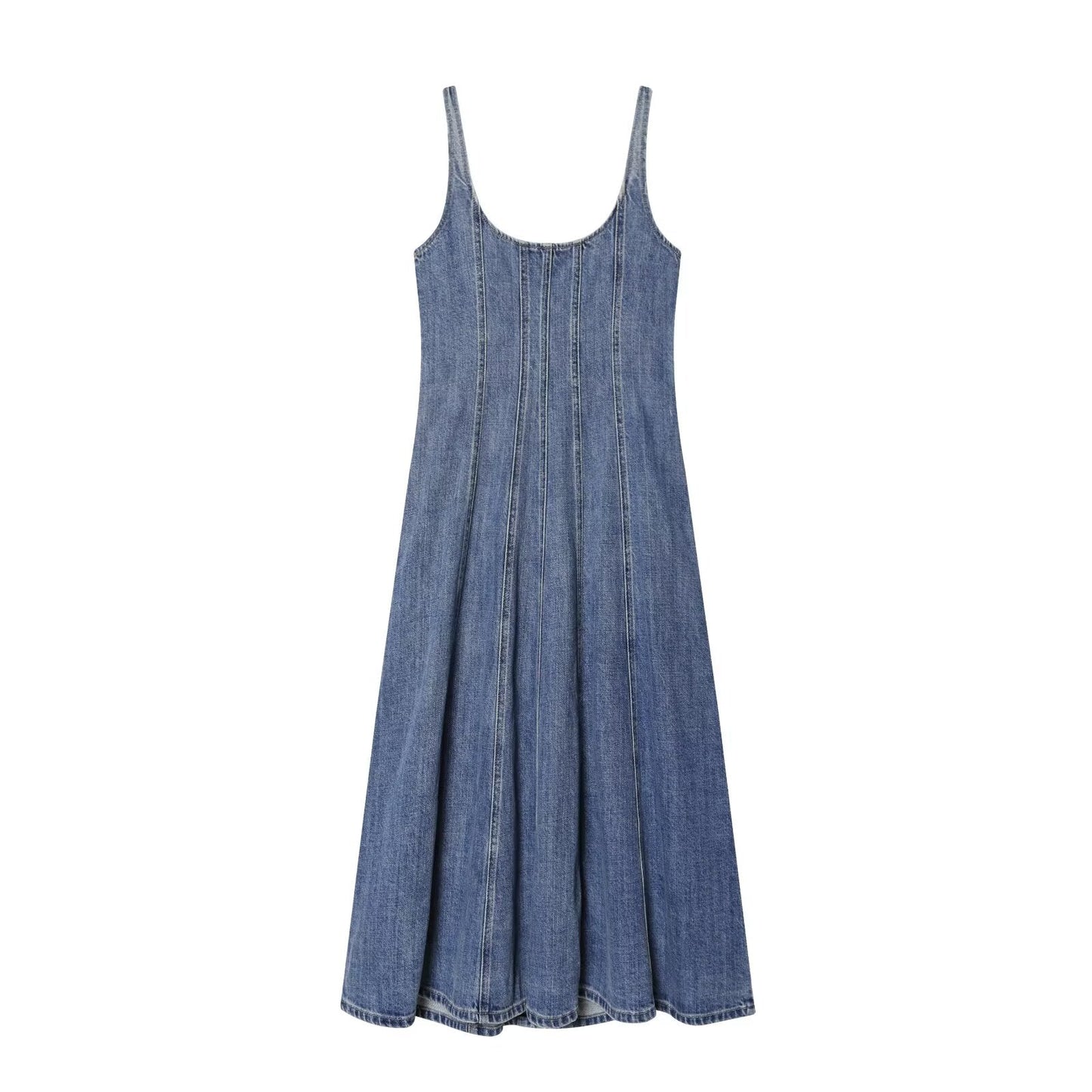Women's retro buckle suspender denim dress