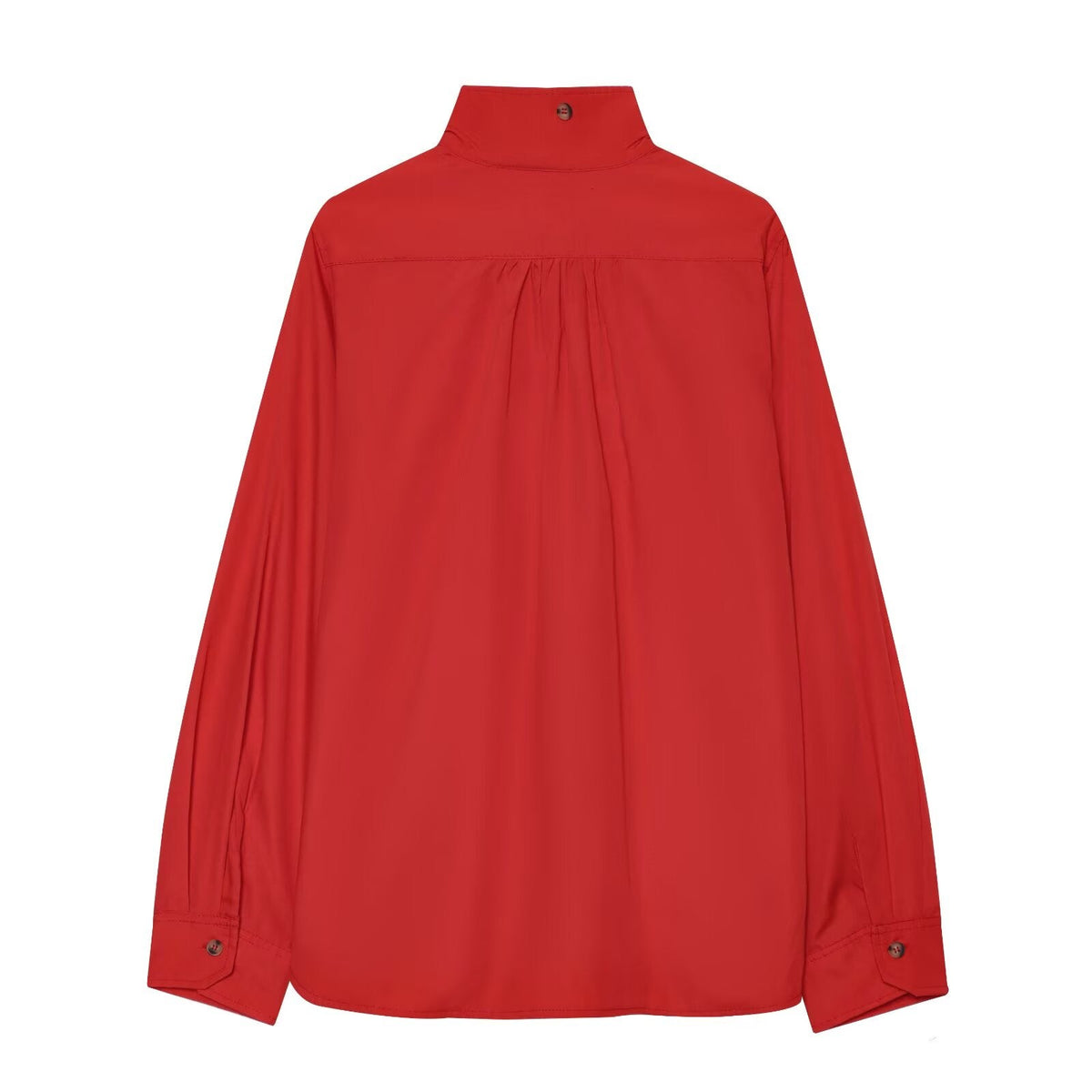 Women's pocket decoration casual stand collar shirt