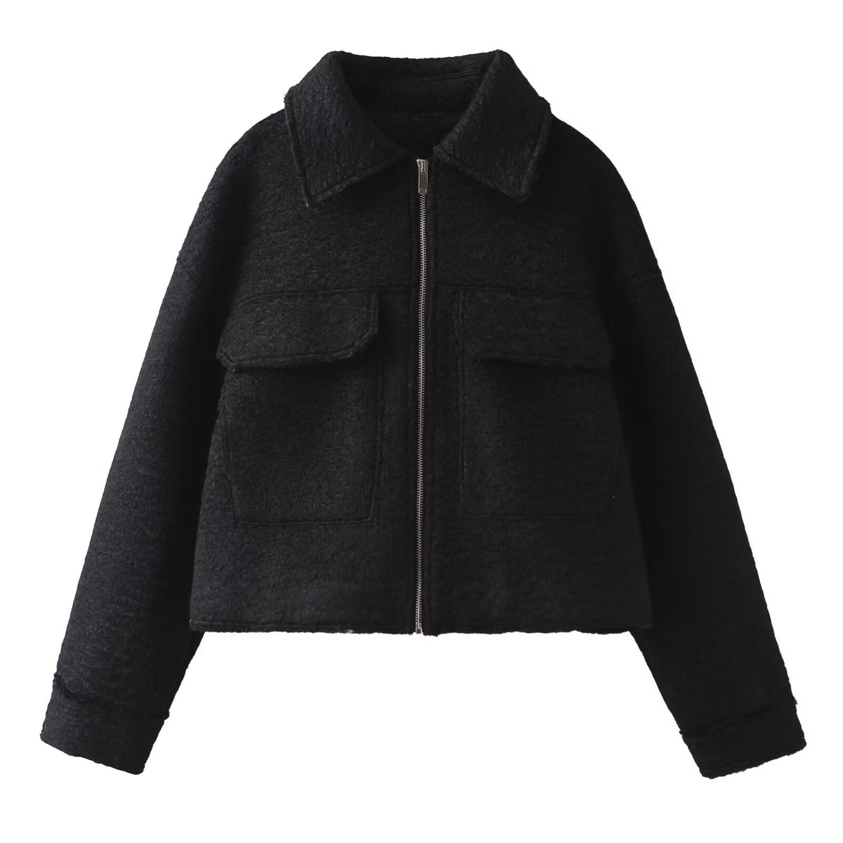 Women's lapel pocket decoration short jacket Coat