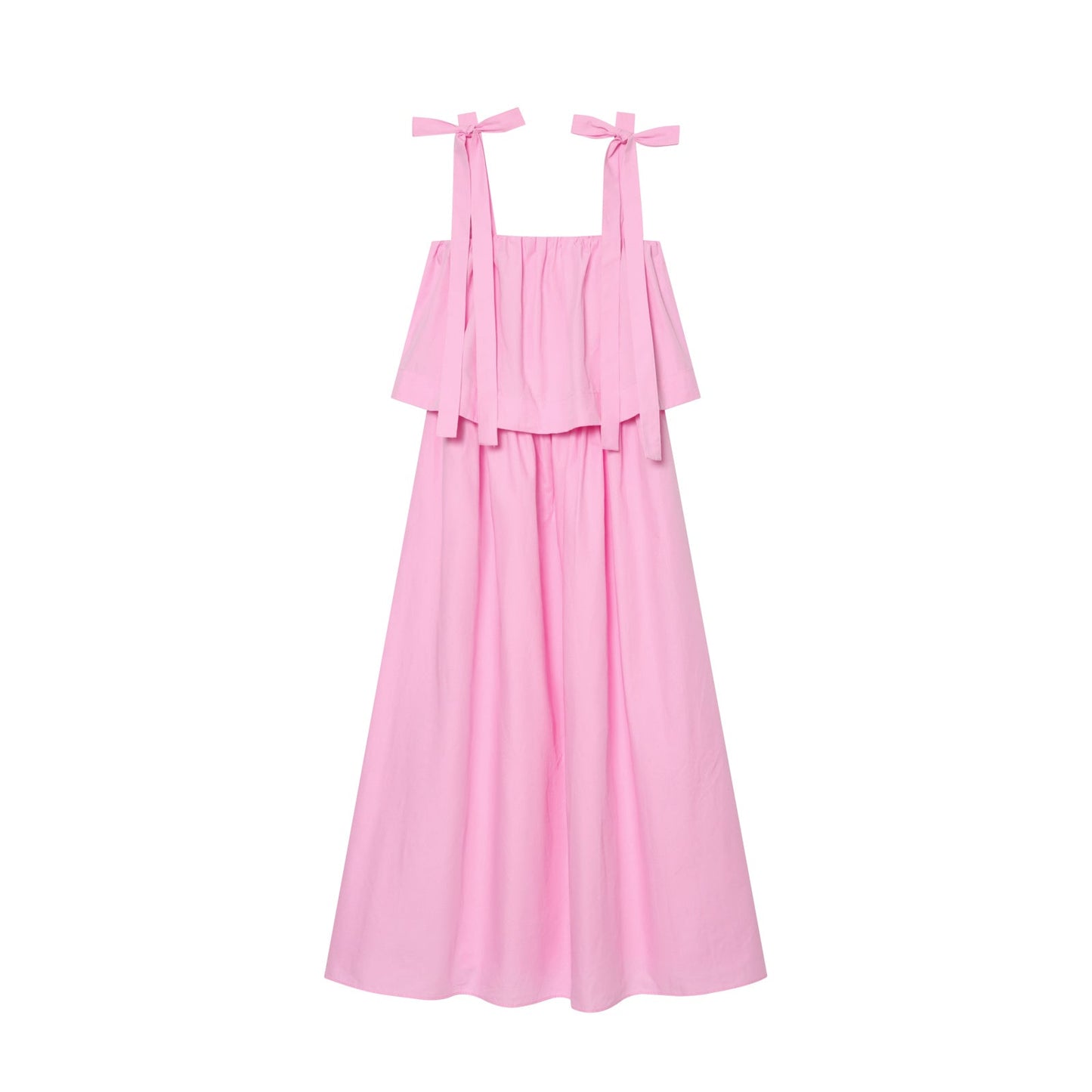 Women's bow decoration poplin MIDI dress