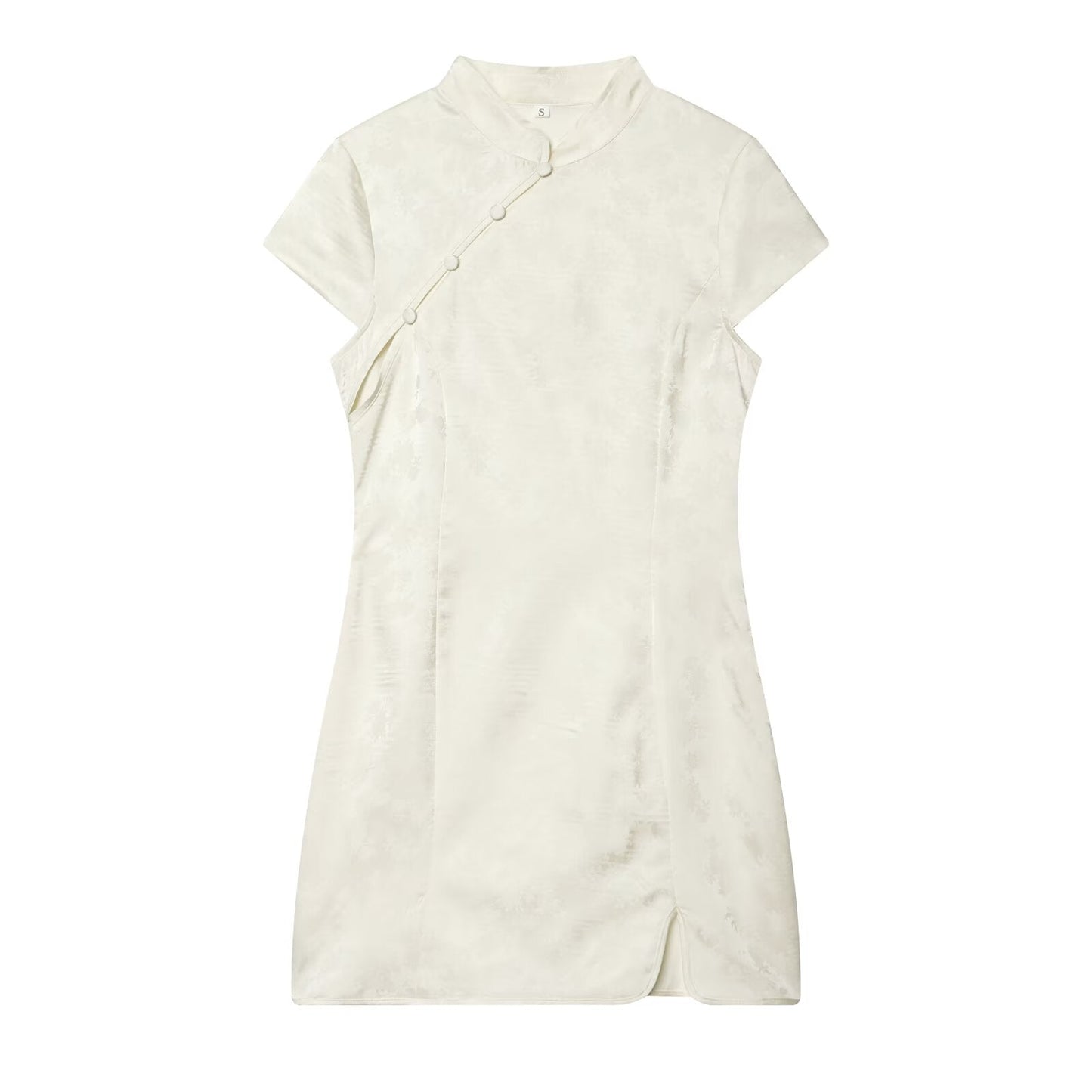 Women's standing collar jacquard mini dress