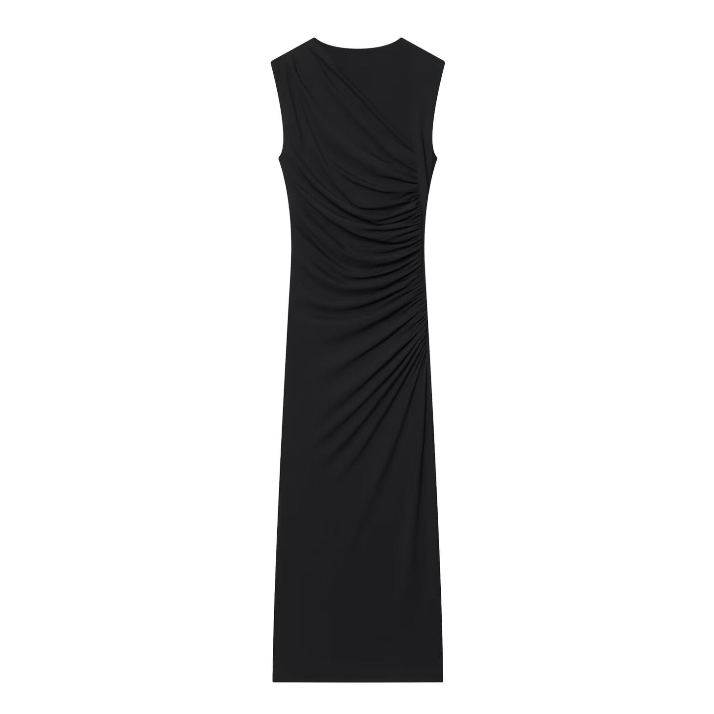 Women's pleated decorative elastic slim MIDI dress