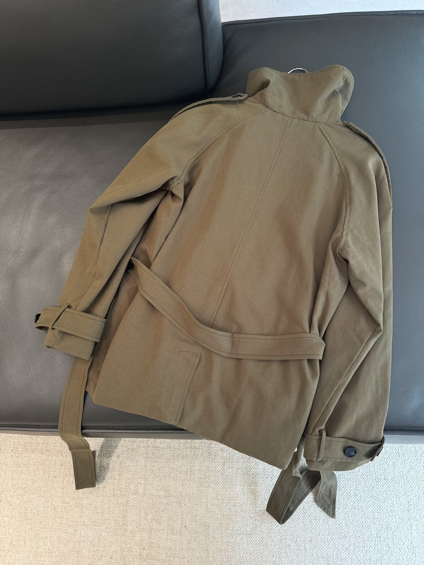 Women's With Belt loose short cotton windbreaker Coat