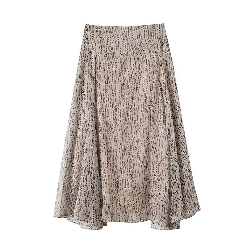 Women's irregular hem polka dot printed MIDI skirt