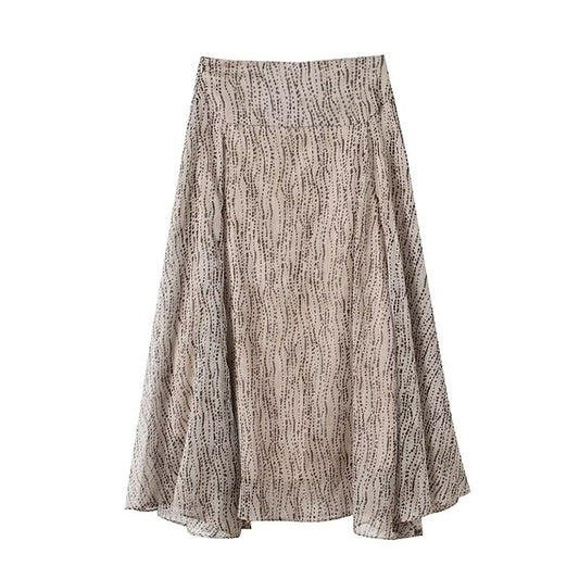 Women's irregular hem polka dot printed MIDI skirt