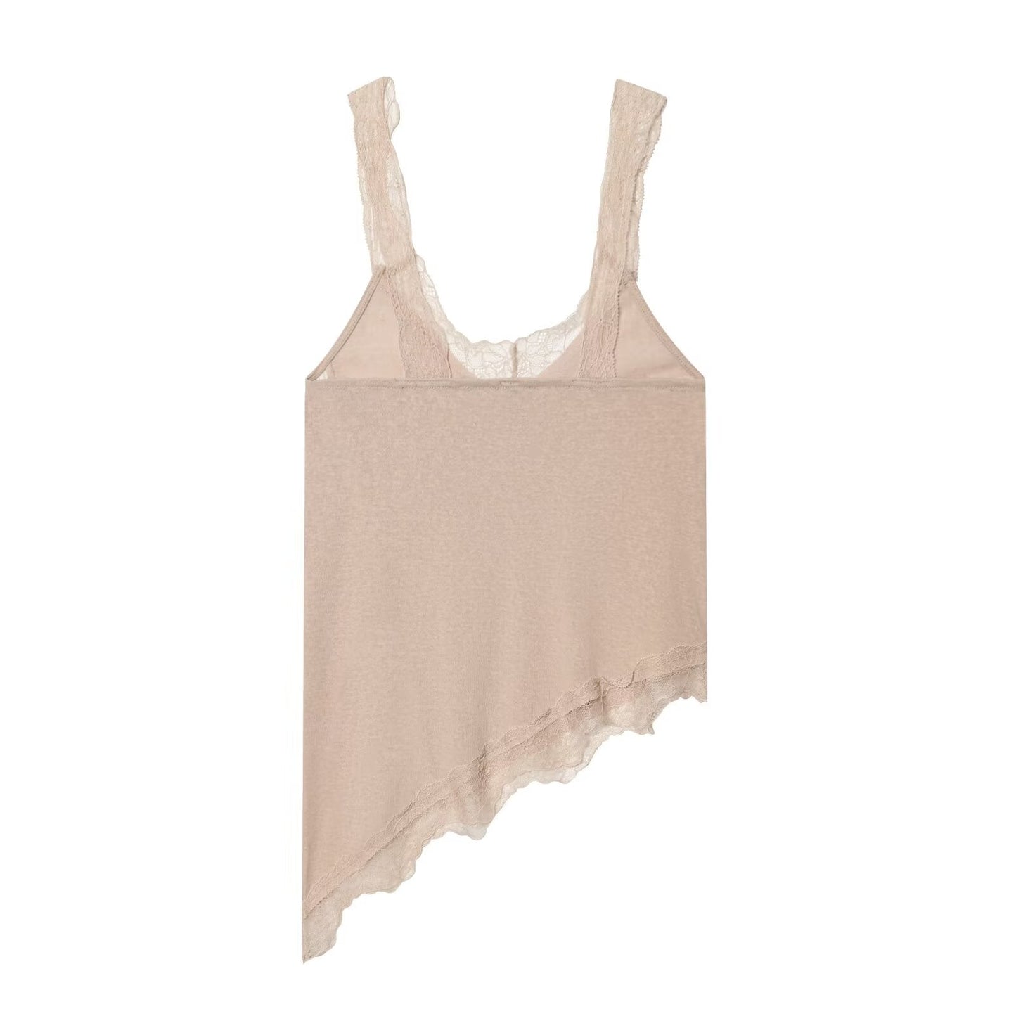 Women's lace asymmetrical cotton top