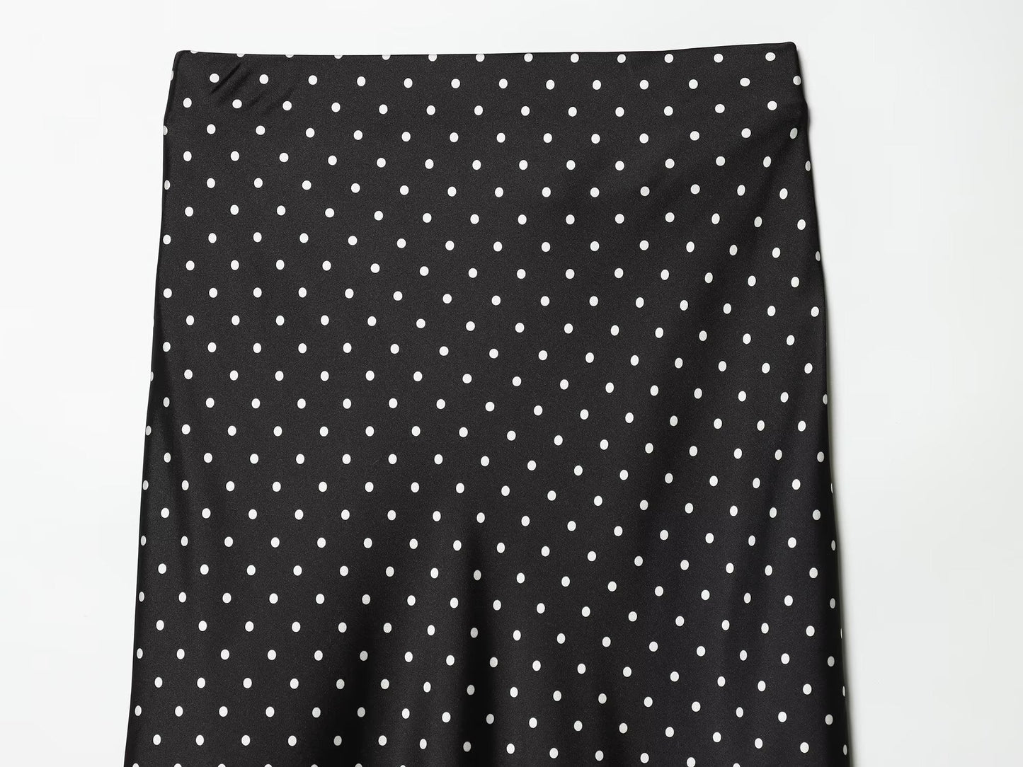 Women's polka dot satin texture MIDI skirt