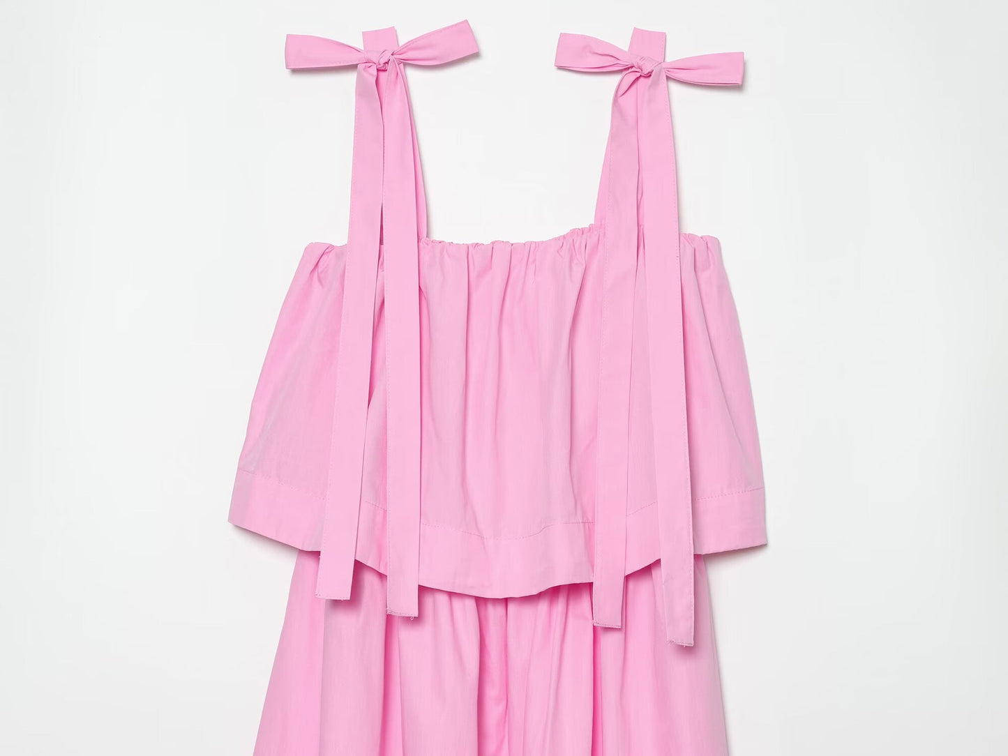 Women's bow decoration poplin MIDI dress