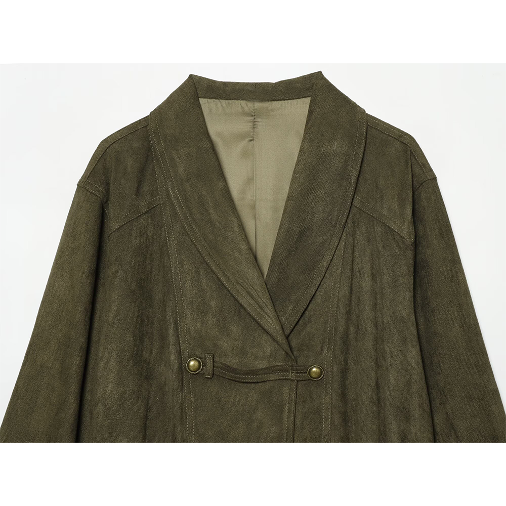 Women's Rope knot buckle decorative leather jacket Coat