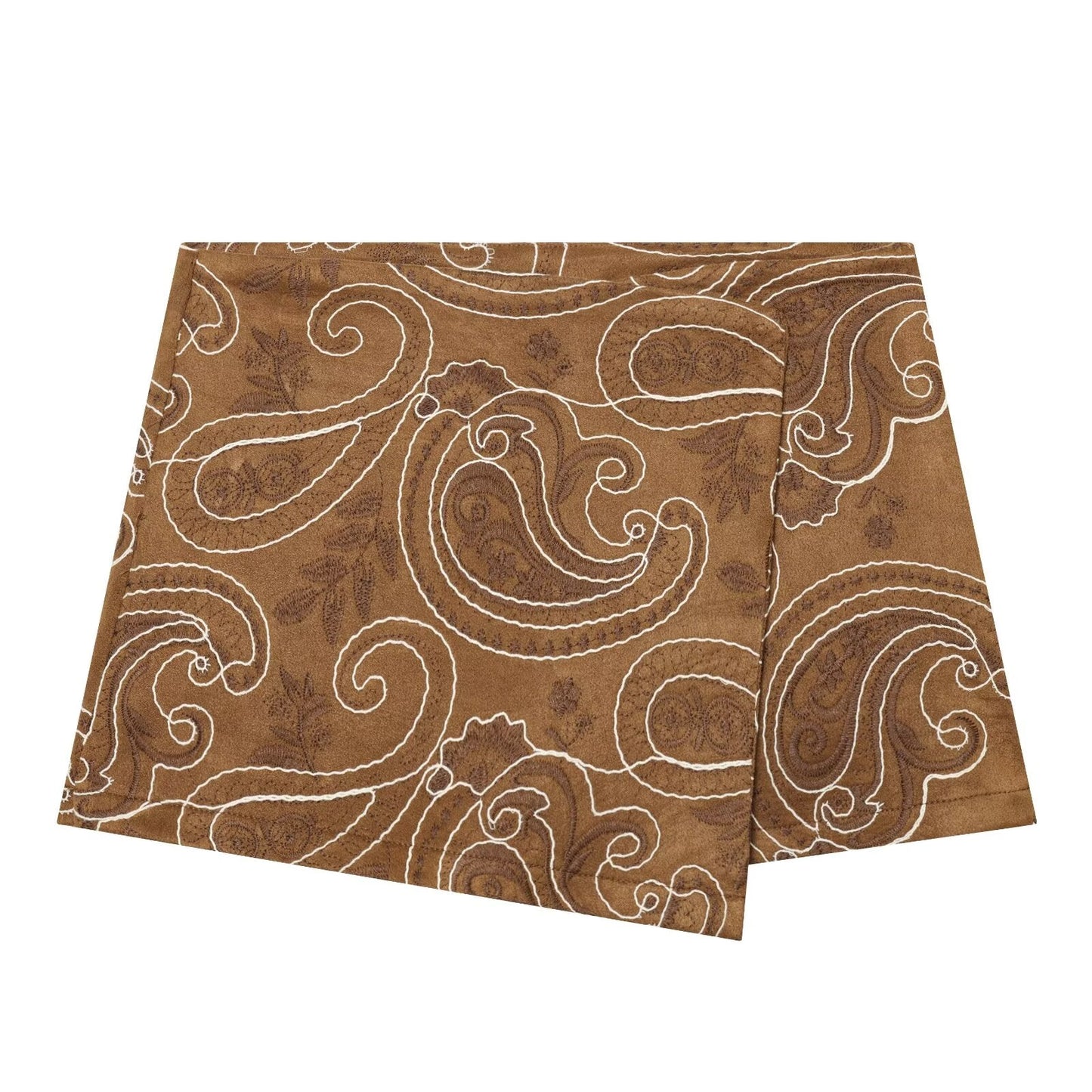 Women's imitates suede texture embroidery culottes
