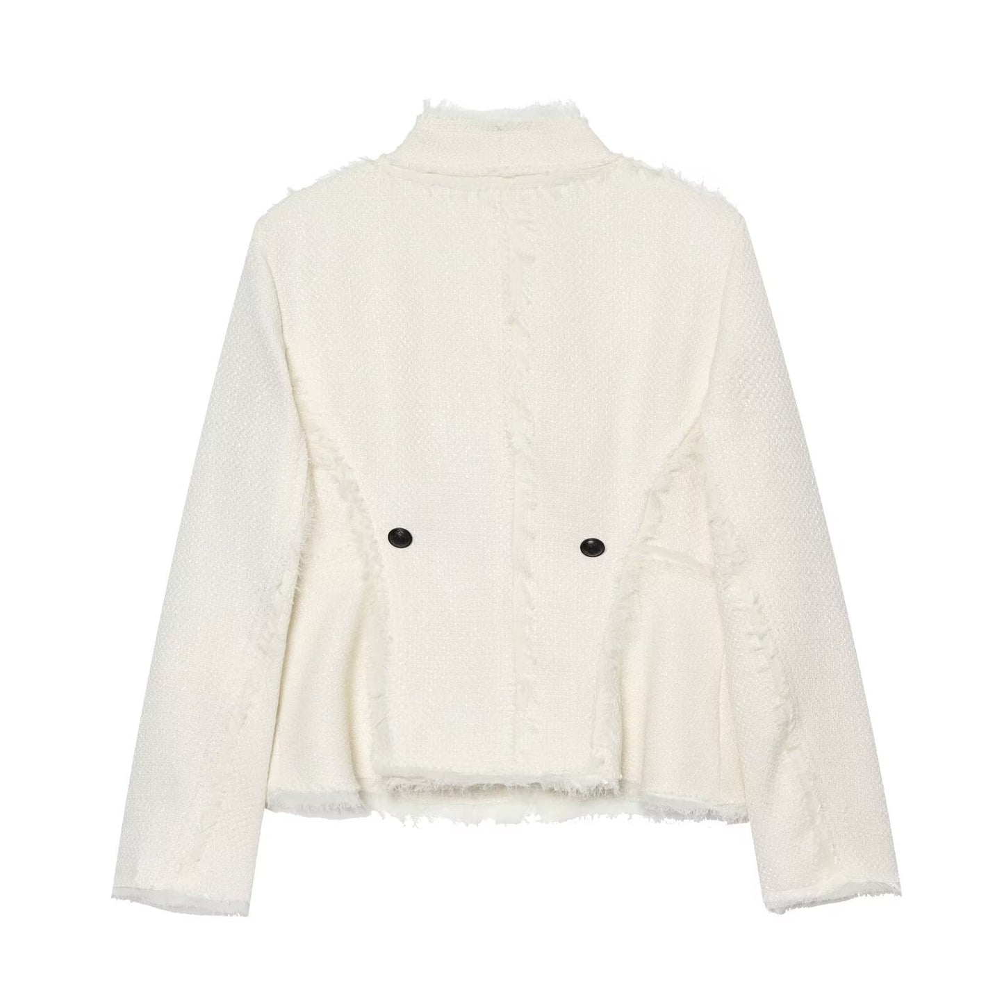 Women's Hairy edge decorative stand collar Blazer Coat
