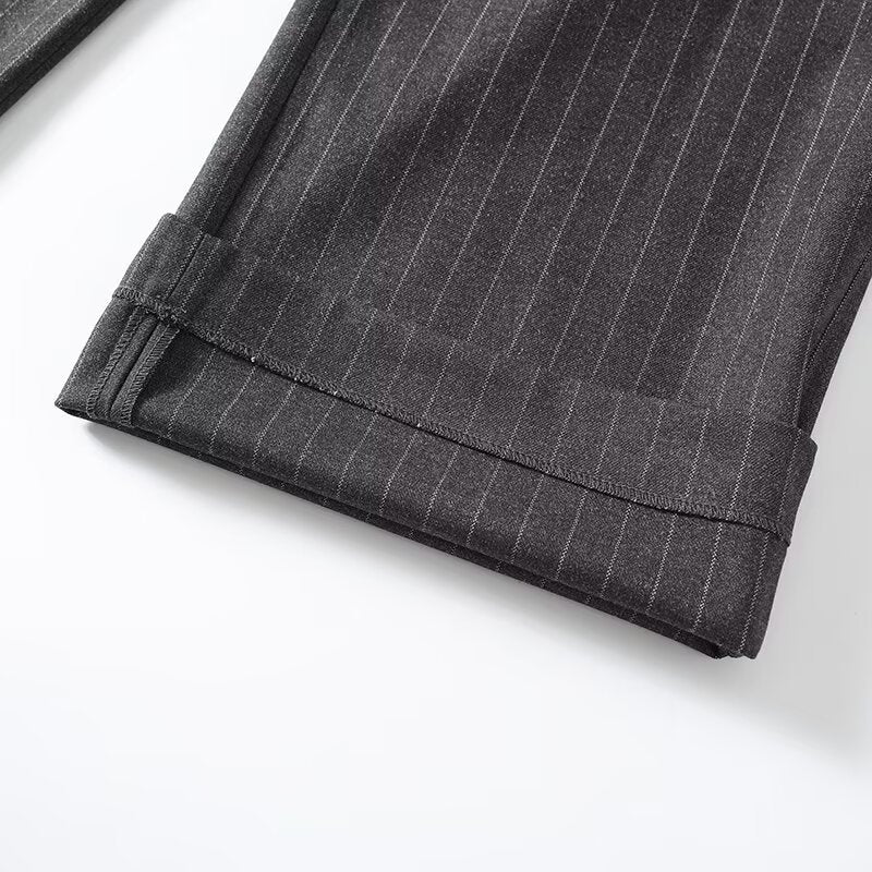 Women's casual versatile Fine striped wide leg pants