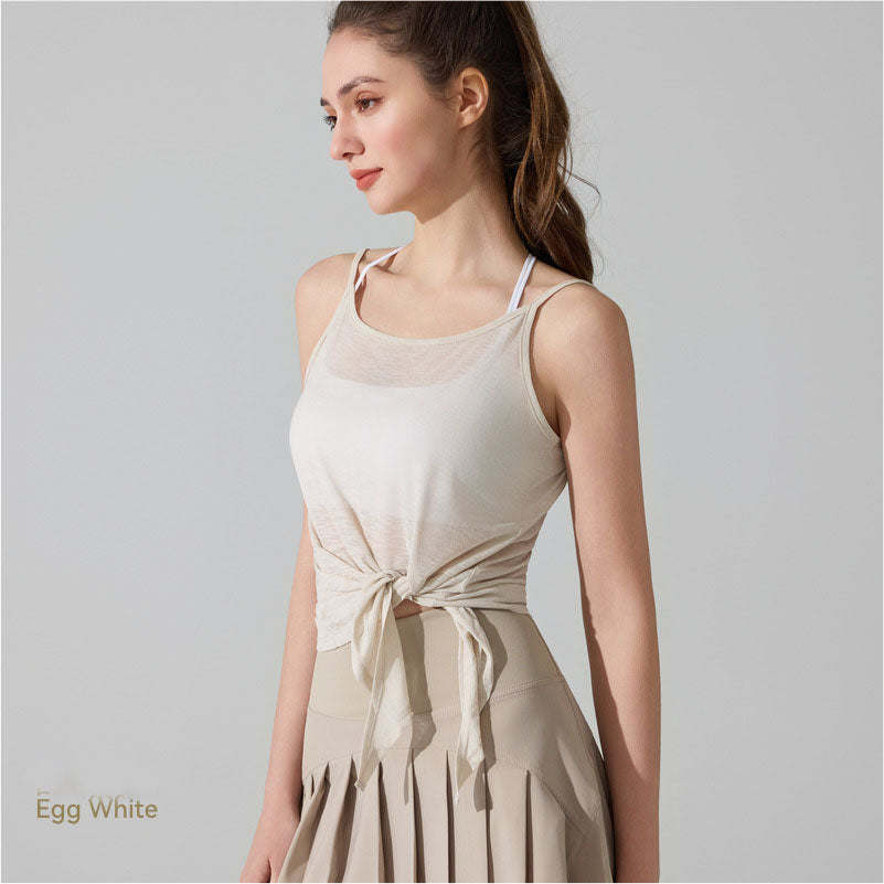 2026 women's new yoga blouse sweat-absorbent breathable split sports camisole