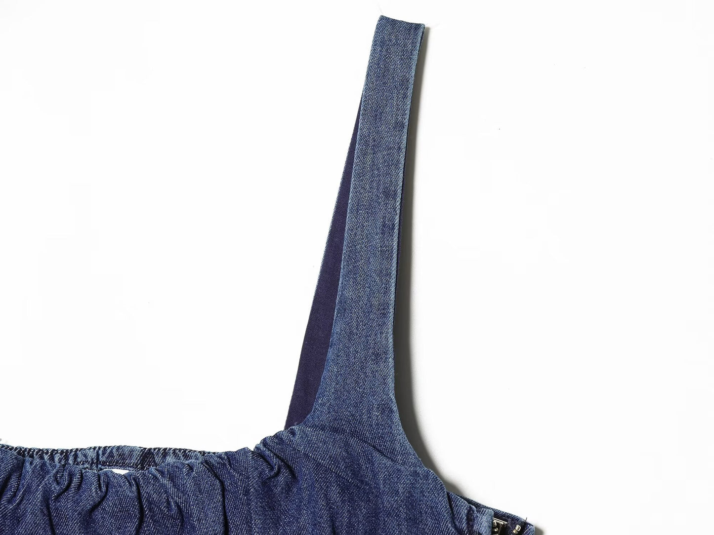 Women's sleeveless backless denim MIDI dress