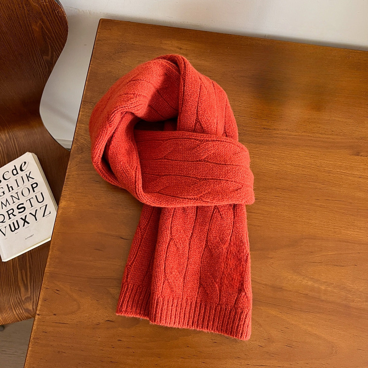New warm retro embroidery knitted scarf