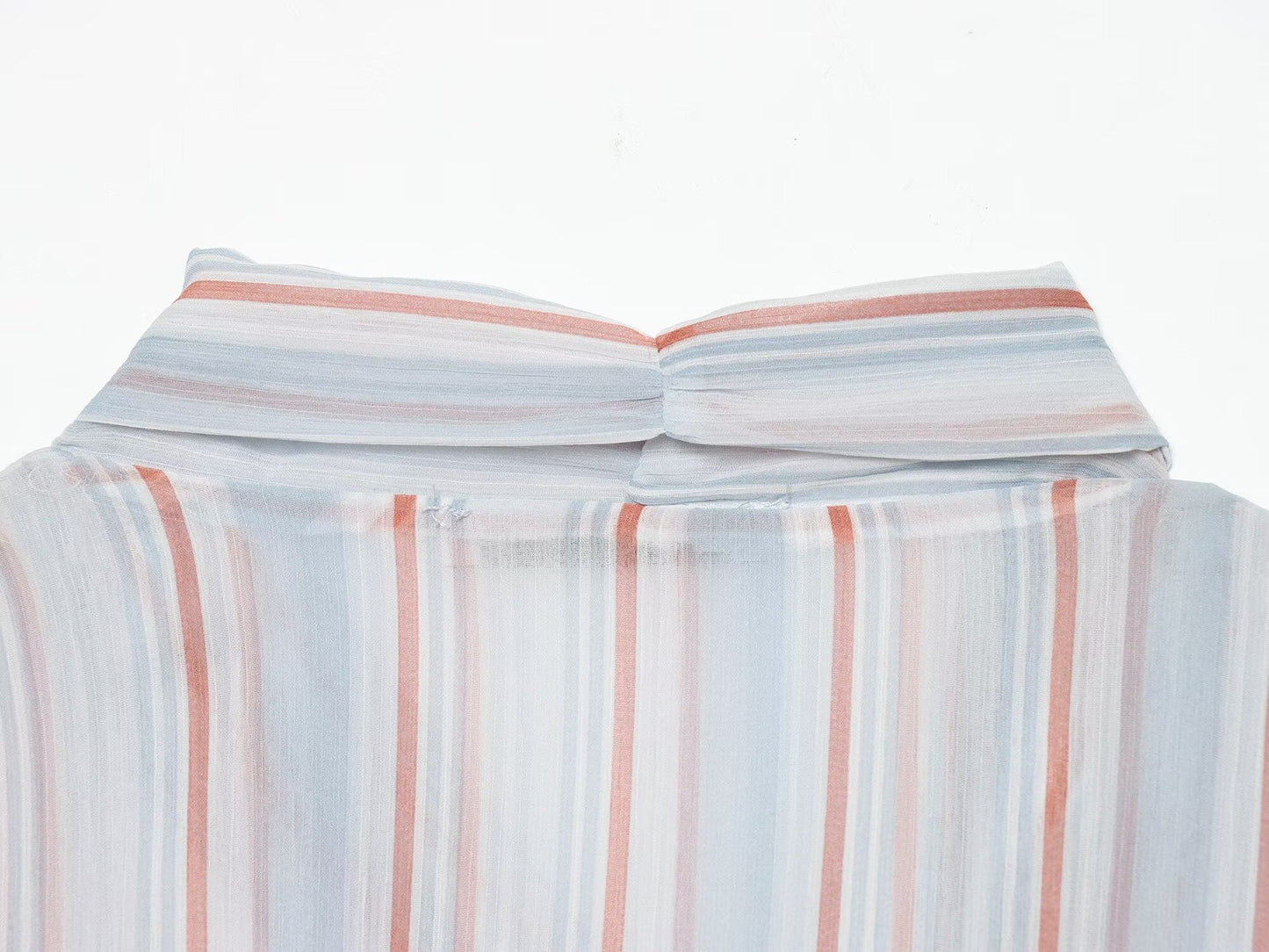 Women's striped ruffle edge ribbon top