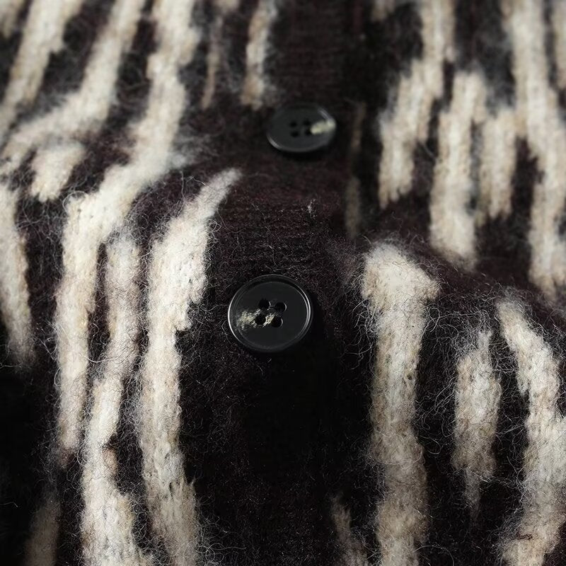 Women's printed striped V-neck knitted vest