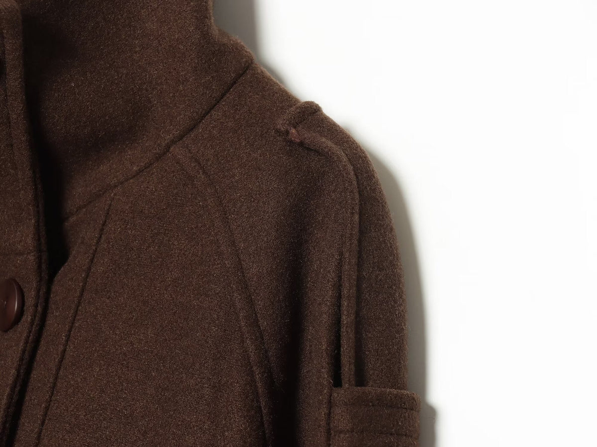 Women's standing collar double breasted woolen Coat