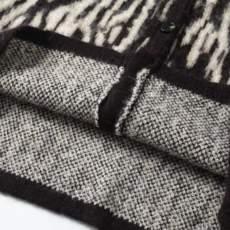 Women's printed striped V-neck knitted vest