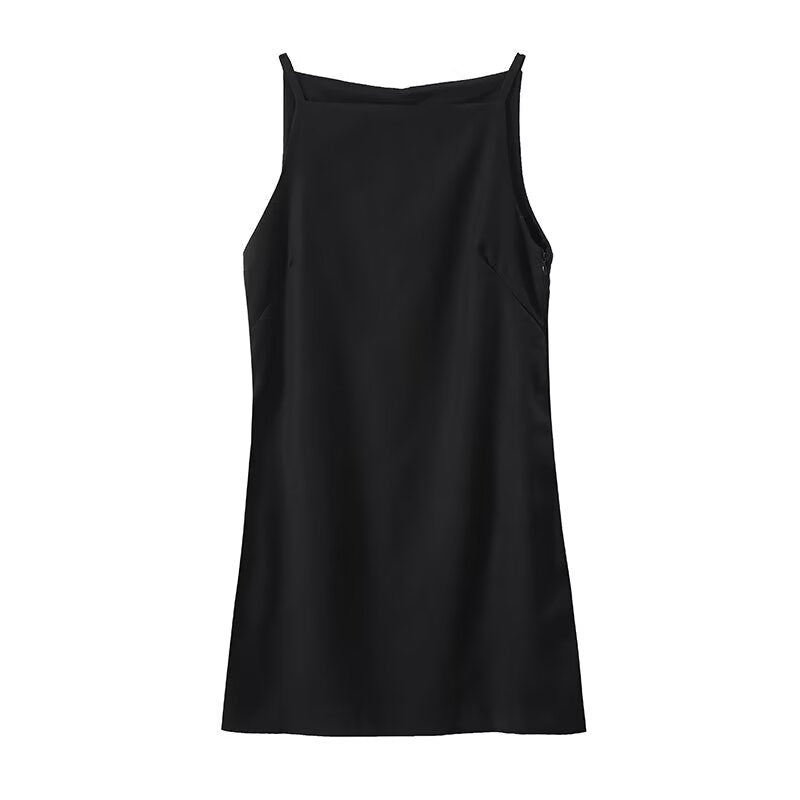 Women's sleeveless linen blend square neck dress