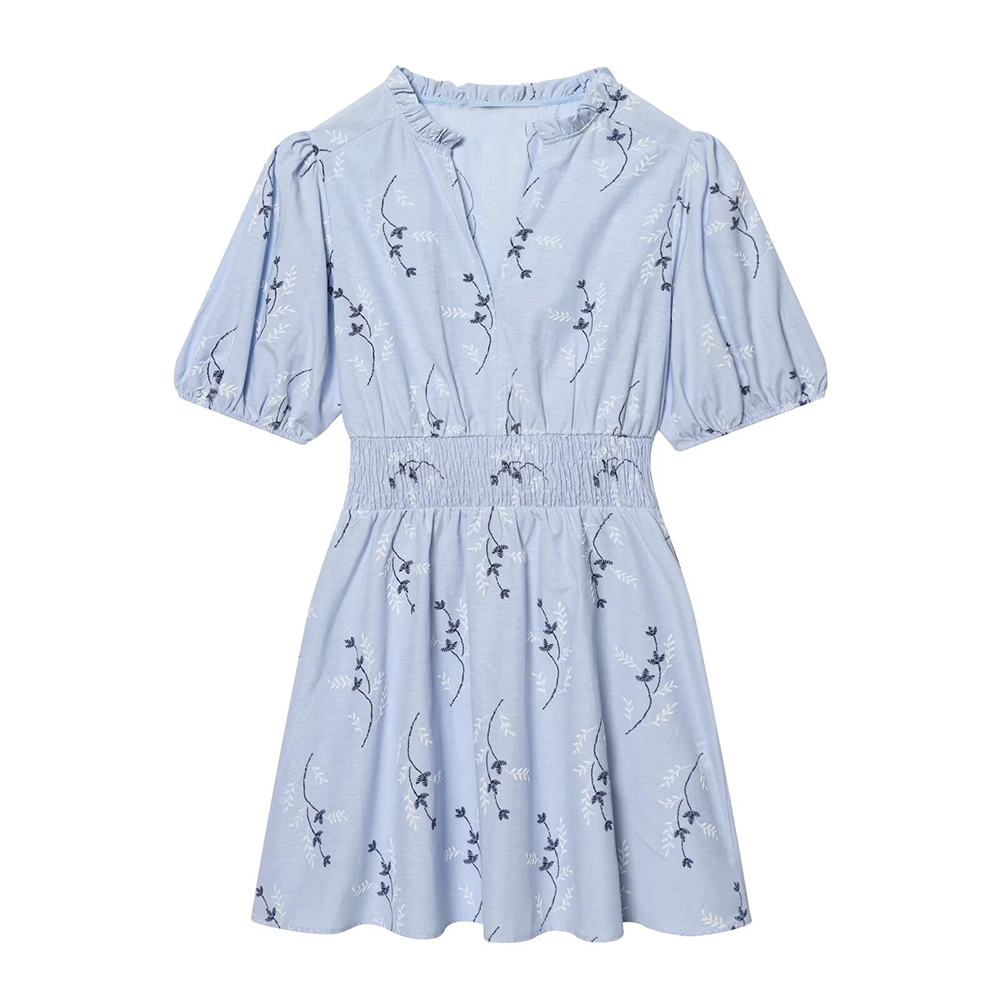 Women's pressed glue embroidered printed dress