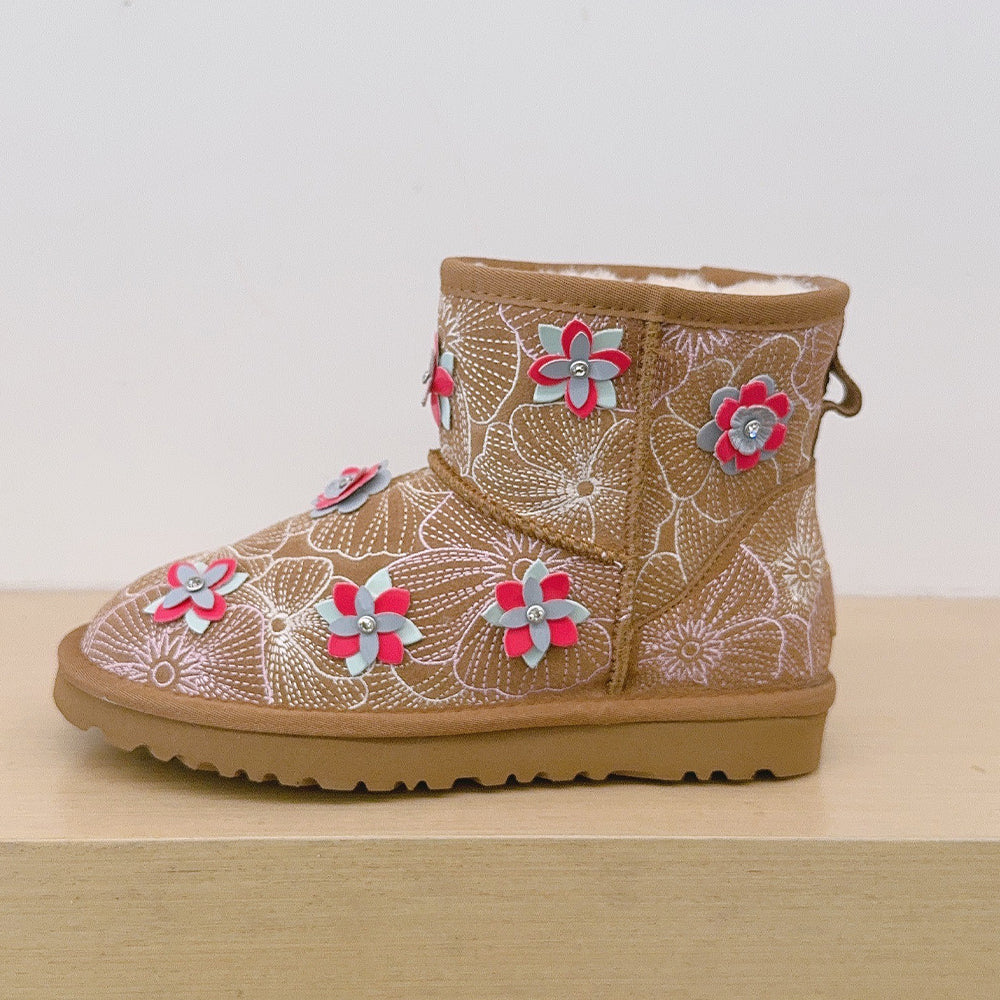 Women's new floral embroidery snow boots