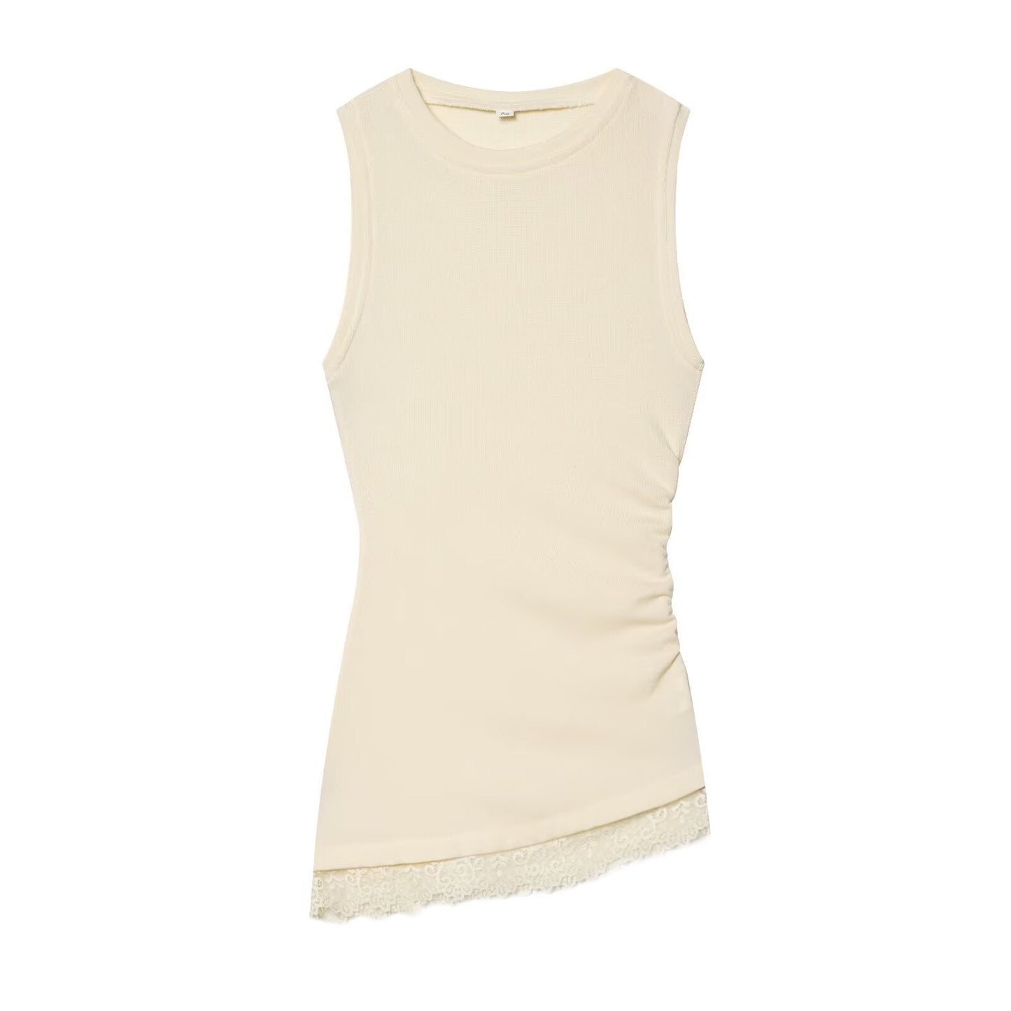 Women's pleated lace asymmetrical top